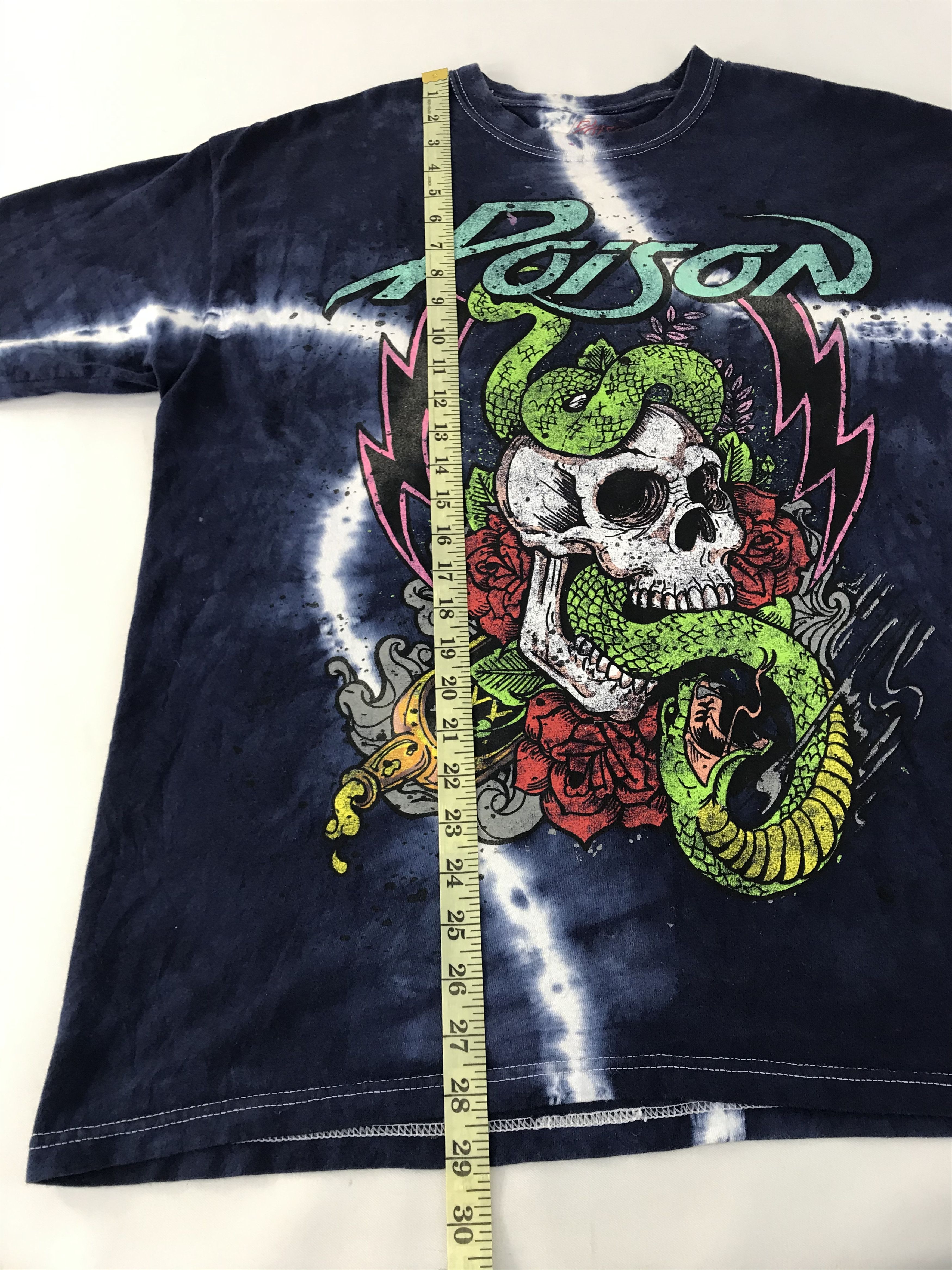 Band Tees Poison Glam Metal Band Skull Snake Rose Bone Spiral Tie Dye Size US XL / EU 56 / 4 - 7 Thumbnail