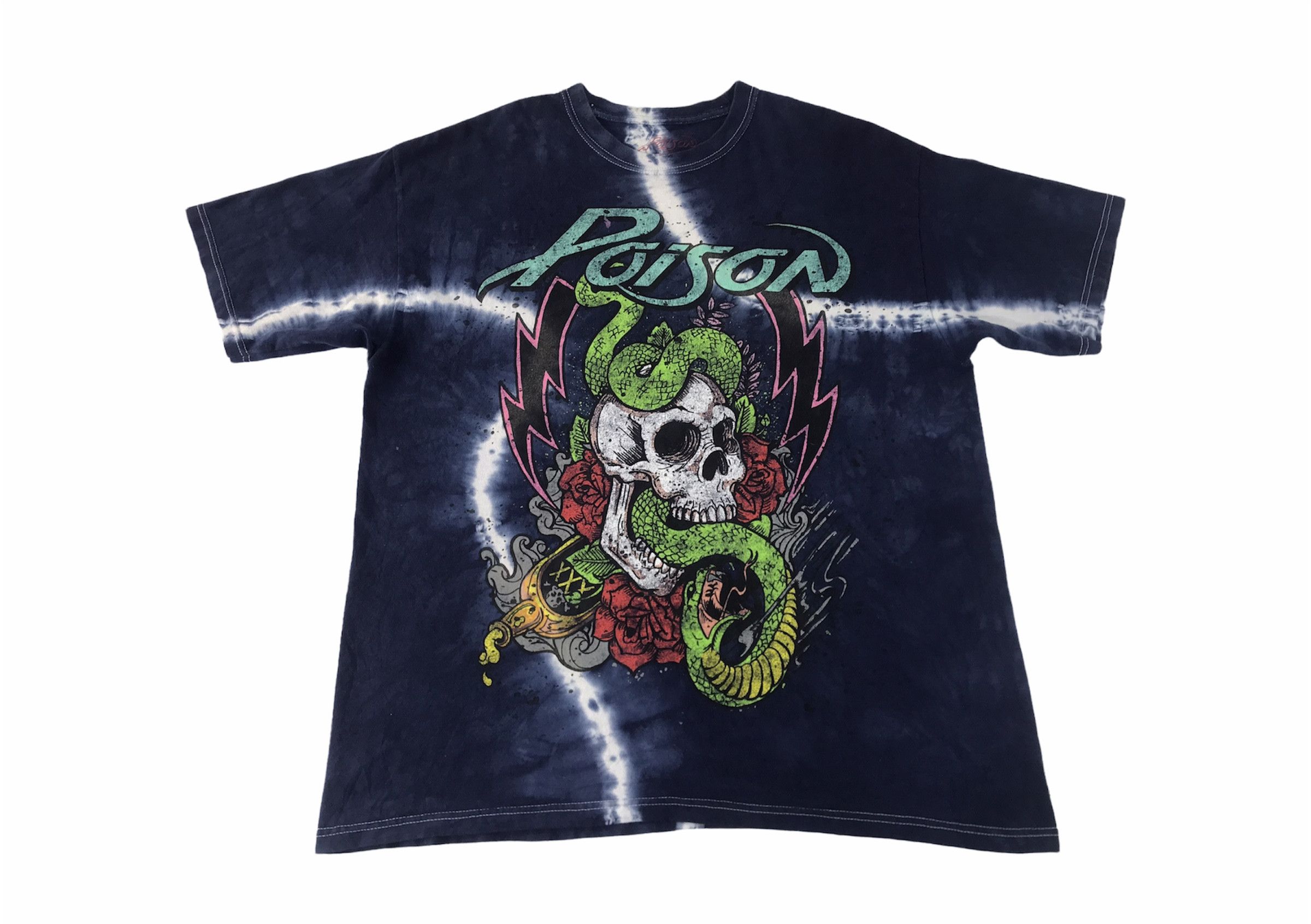 Band Tees Poison Glam Metal Band Skull Snake Rose Bone Spiral Tie Dye Size US XL / EU 56 / 4 - 1 Thumbnail