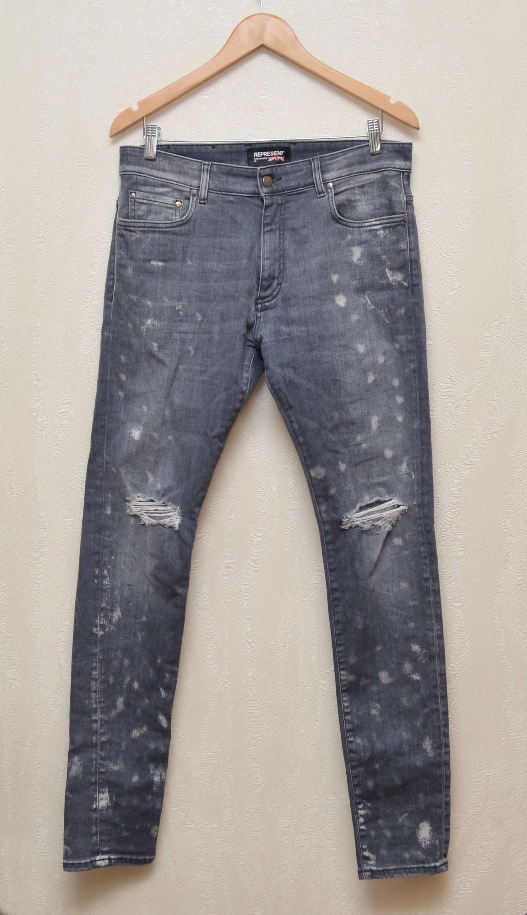 Designer × Represent Clo. Represent Destroyer Denim Grey Stone Jeans Size 32 Size US 32 / EU 48 - 1 Thumbnail