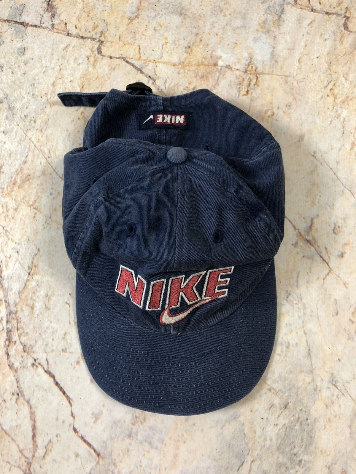 Nike × Vintage Nike vintage navy hat cap big logo Size ONE SIZE - 1 Thumbnail