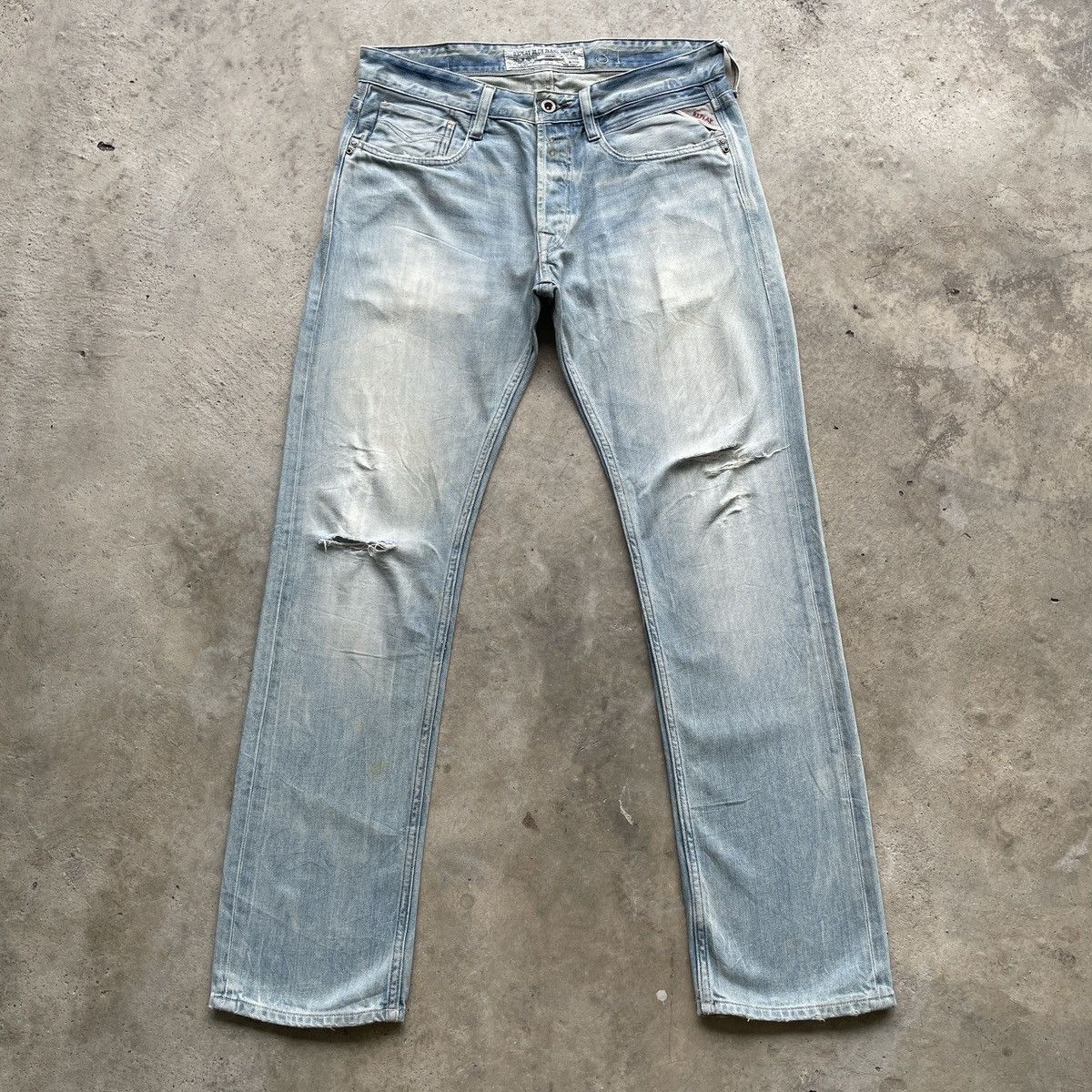 Replay Vintage Replay Faded Washed Distressed Denim Jeans Pants Size US 33 - 1 Thumbnail