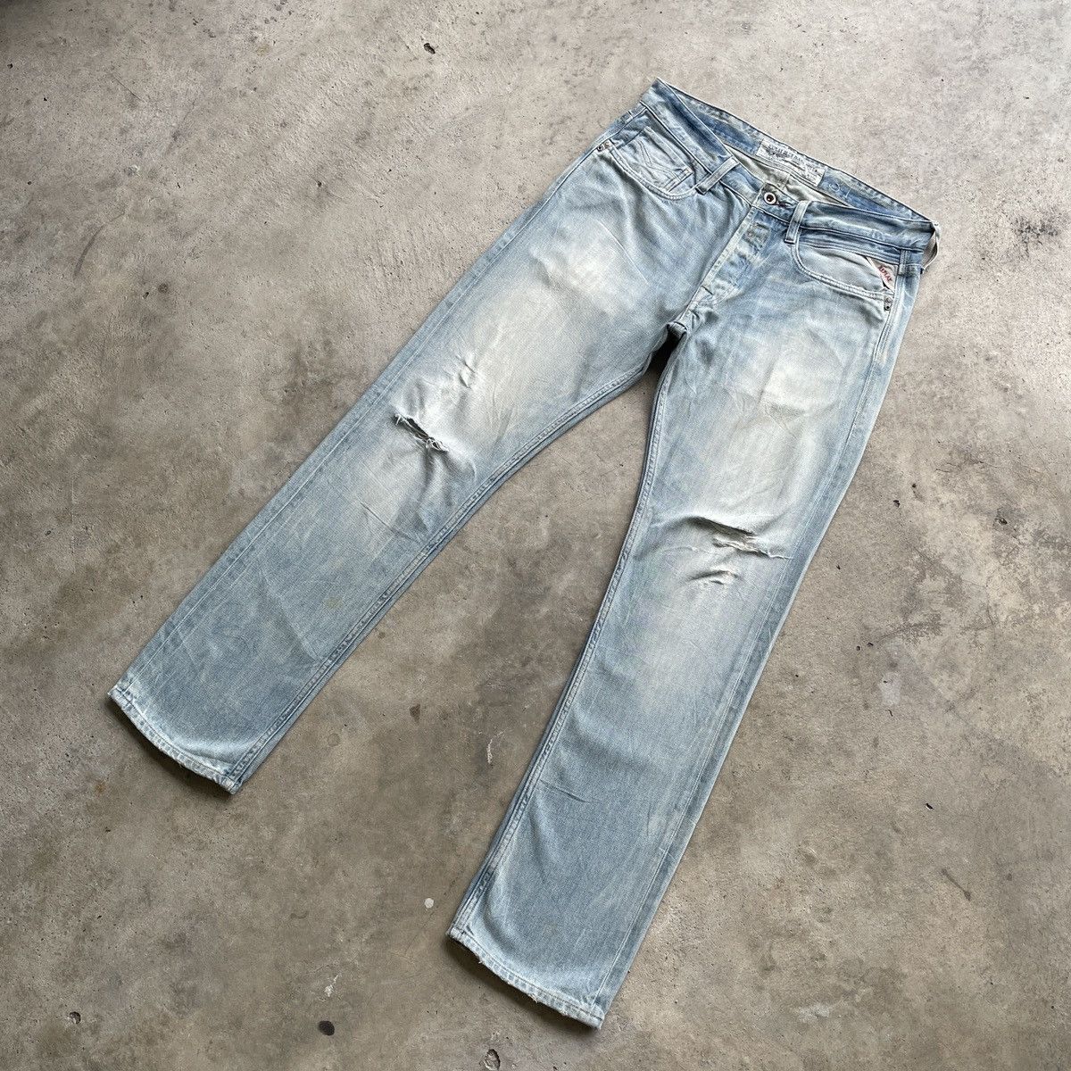 Replay Vintage Replay Faded Washed Distressed Denim Jeans Pants Size US 33 - 2 Thumbnail