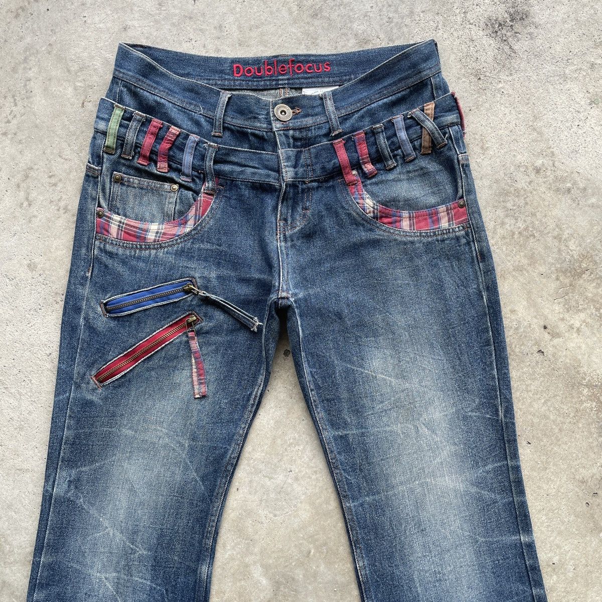 Japanese Brand W32🔥 Double Focus Faded Double Waist Jeans Denim Pants Size US 32 / EU 48 - 3 Thumbnail