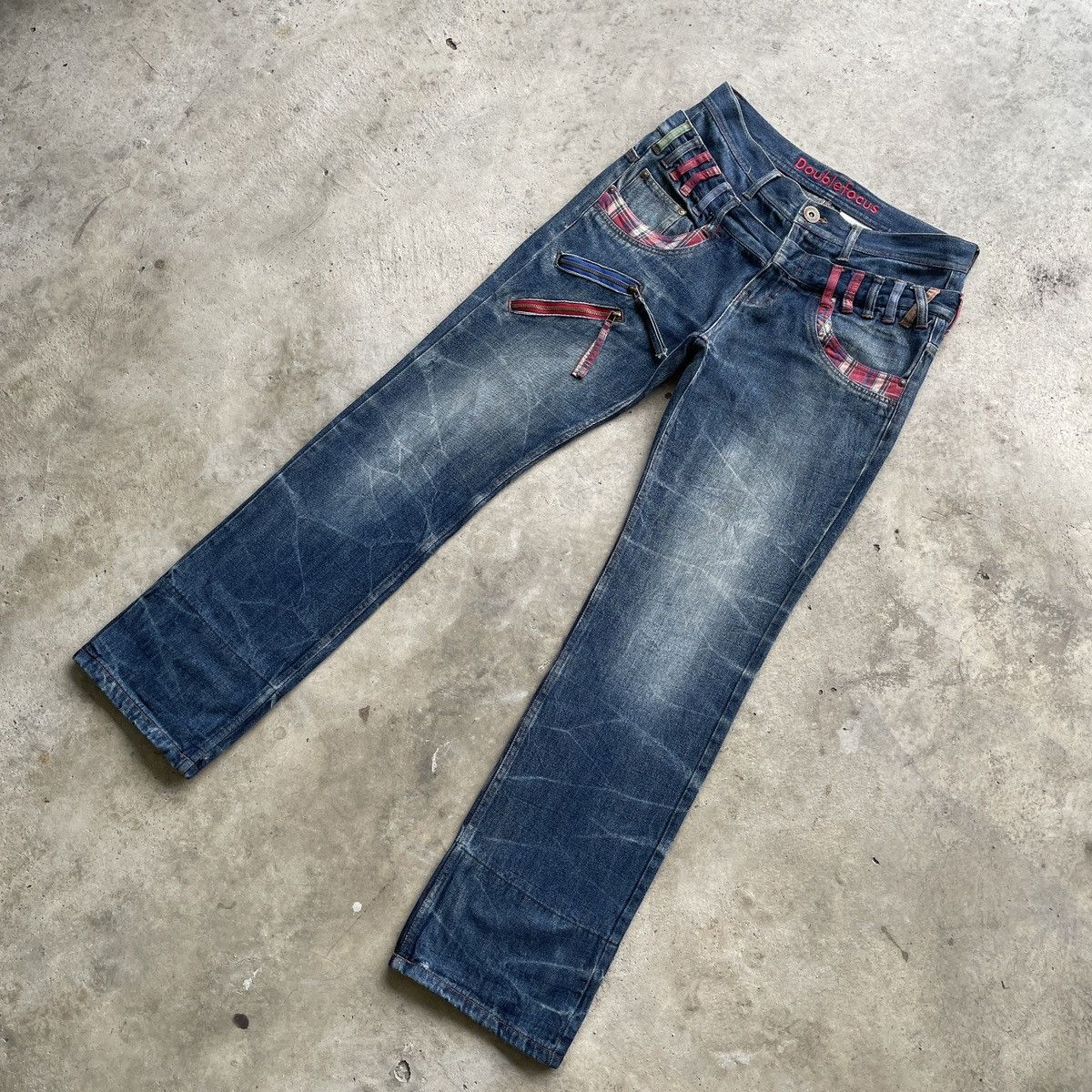 Japanese Brand W32🔥 Double Focus Faded Double Waist Jeans Denim Pants Size US 32 / EU 48 - 2 Thumbnail