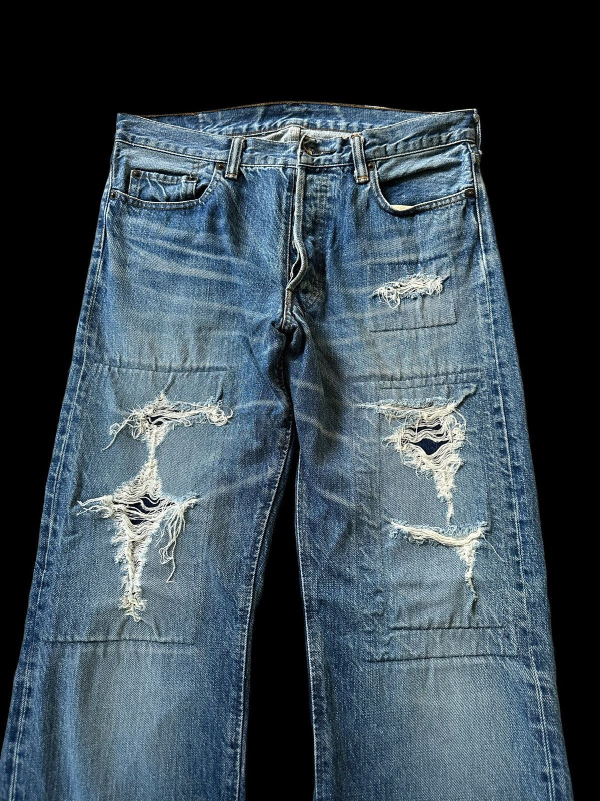 Warehouse & Co. Doubleworks Japan (Warehouse Co.) reworked distressed jeans Size US 30 / EU 46 - 3 Thumbnail