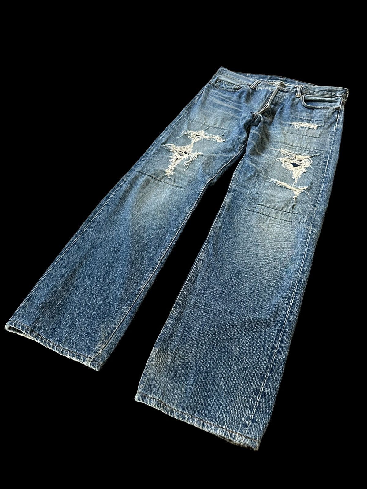 Warehouse & Co. Doubleworks Japan (Warehouse Co.) reworked distressed jeans Size US 30 / EU 46 - 4 Thumbnail