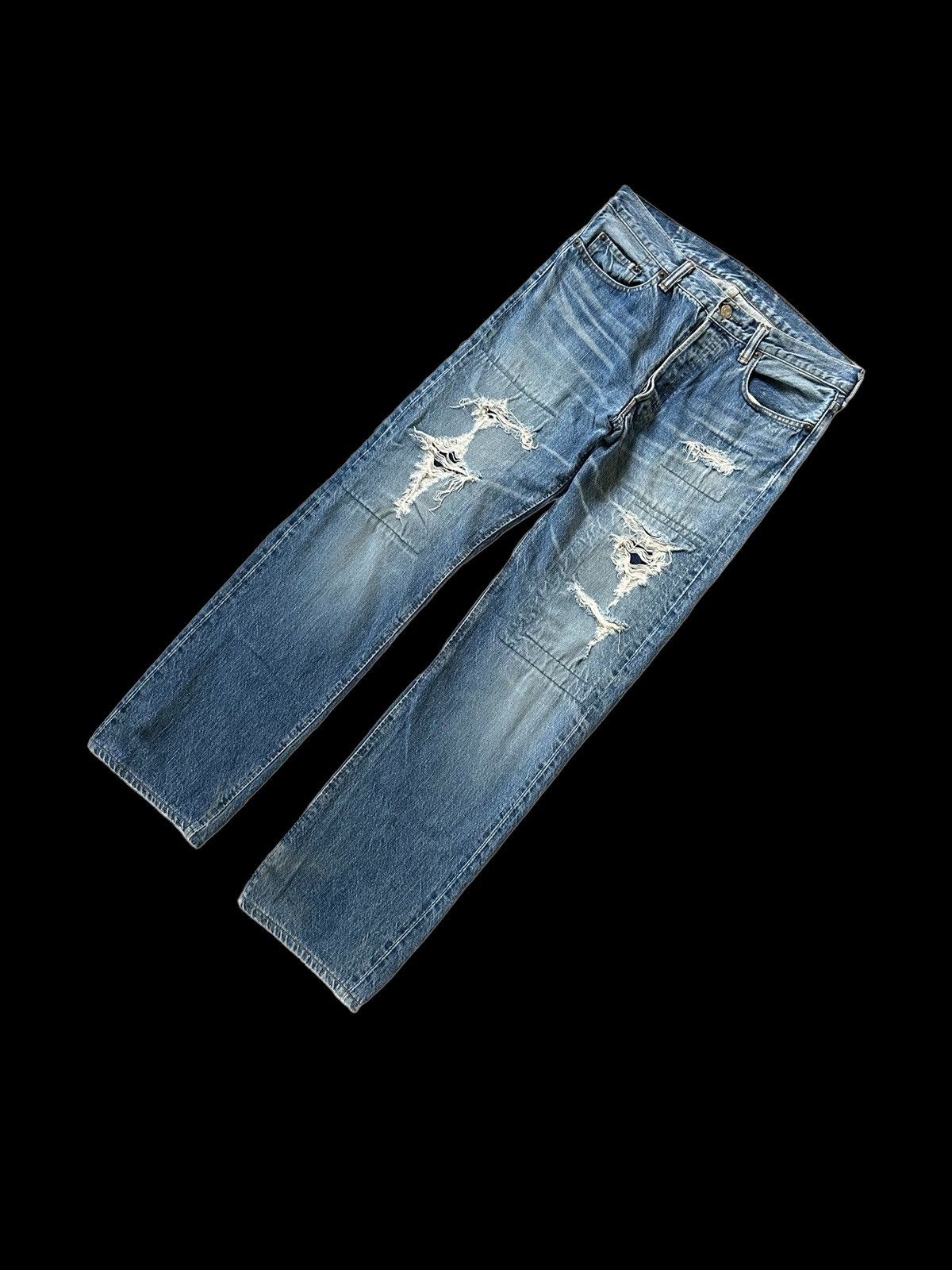 Warehouse & Co. Doubleworks Japan (Warehouse Co.) reworked distressed jeans Size US 30 / EU 46 - 2 Thumbnail