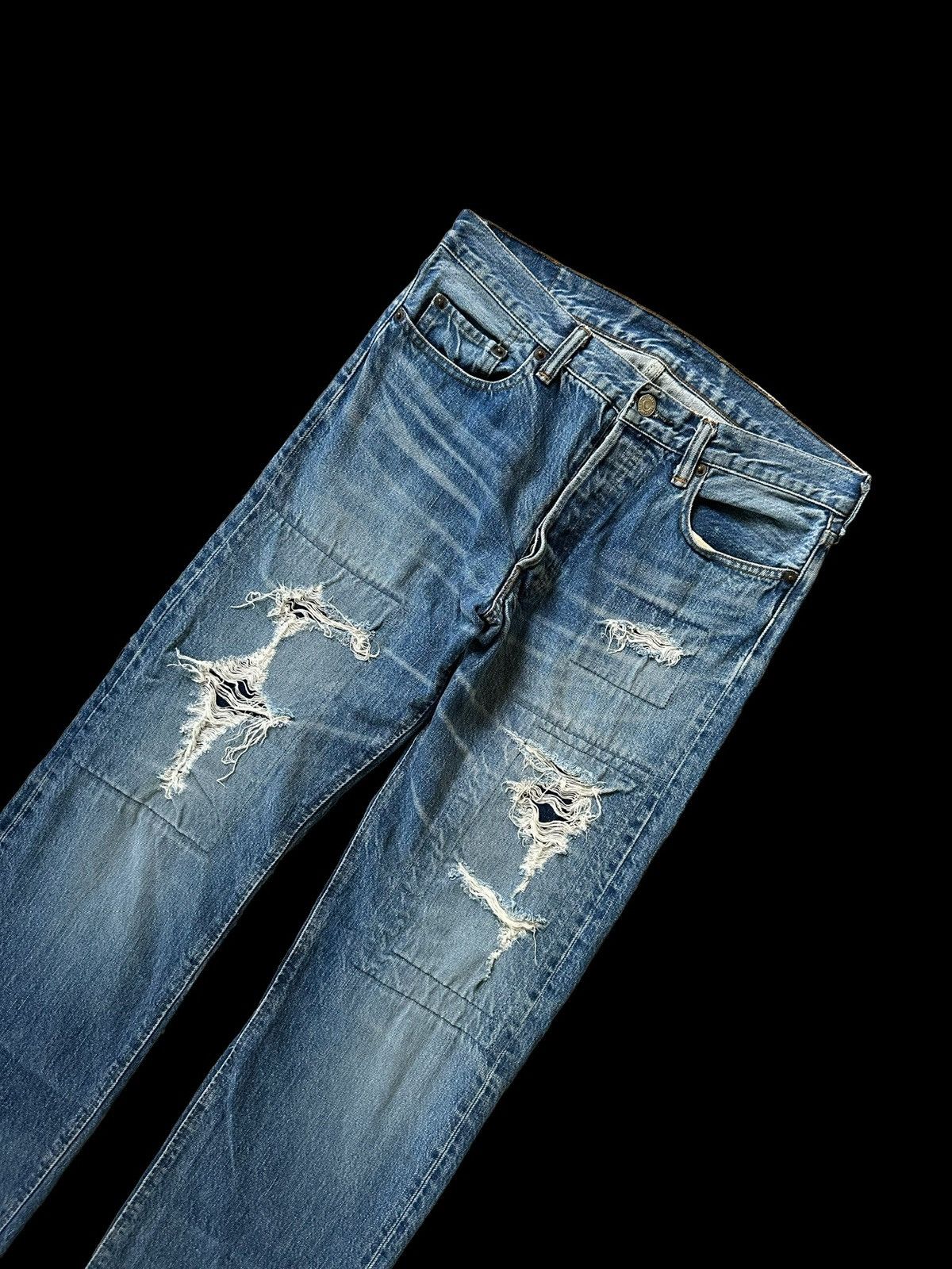 Warehouse & Co. Doubleworks Japan (Warehouse Co.) reworked distressed jeans Size US 30 / EU 46 - 5 Thumbnail