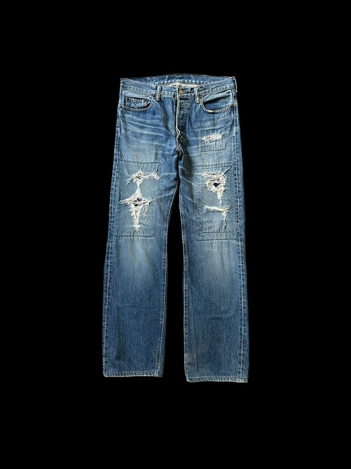 Warehouse & Co. Doubleworks Japan (Warehouse Co.) reworked distressed jeans Size US 30 / EU 46 - 1 Thumbnail