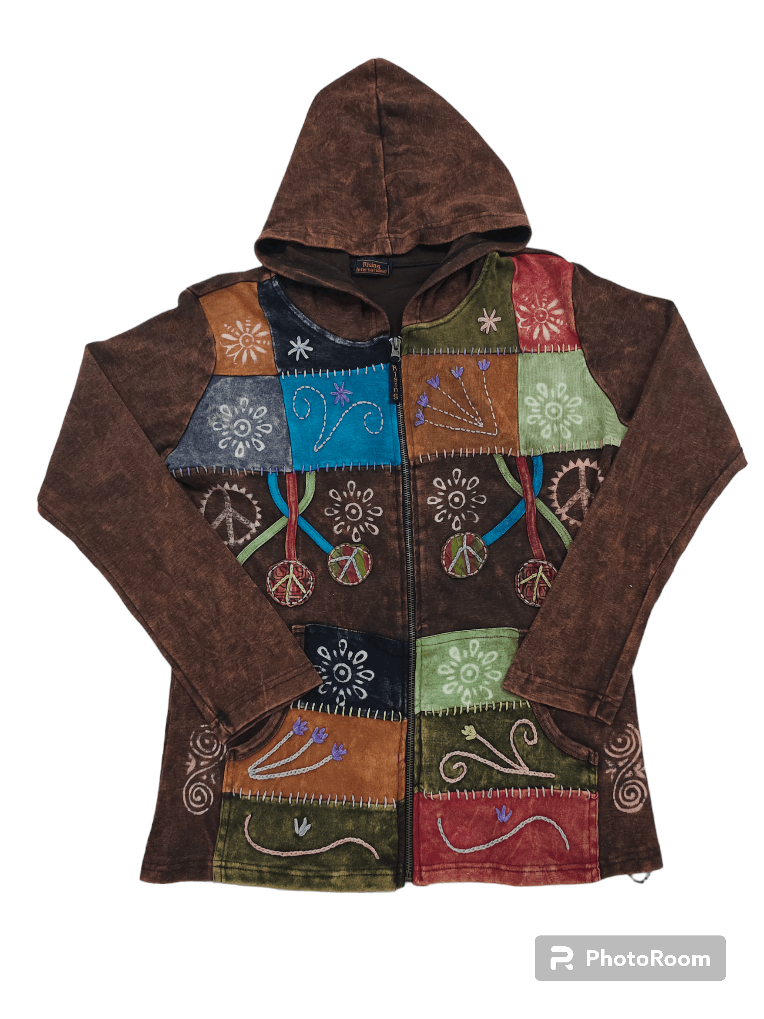 Vintage Patchwork Artistic zip up hoodie