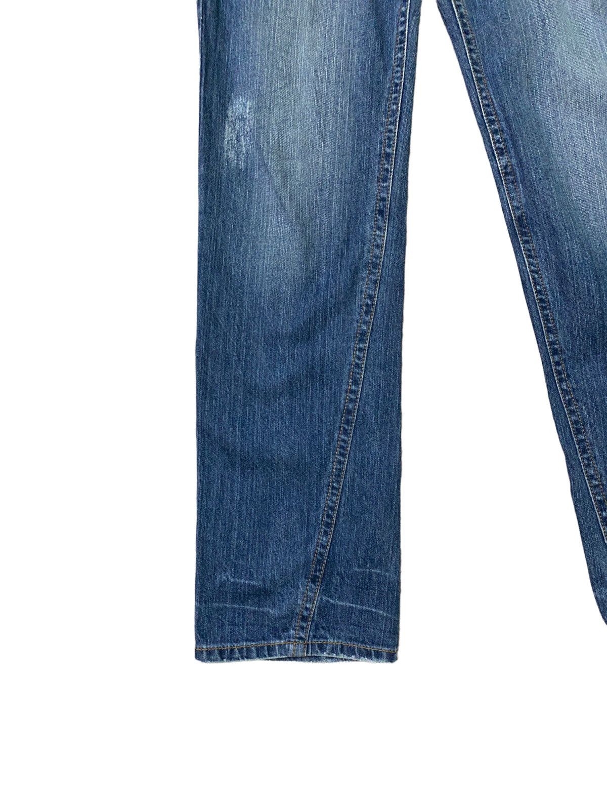 Blue Moon Blue Embroidery Logo Double Waist Low Waist Denim
