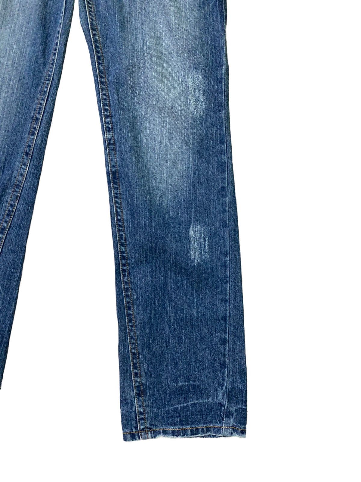 Blue Moon Blue Embroidery Logo Double Waist Low Waist Denim
