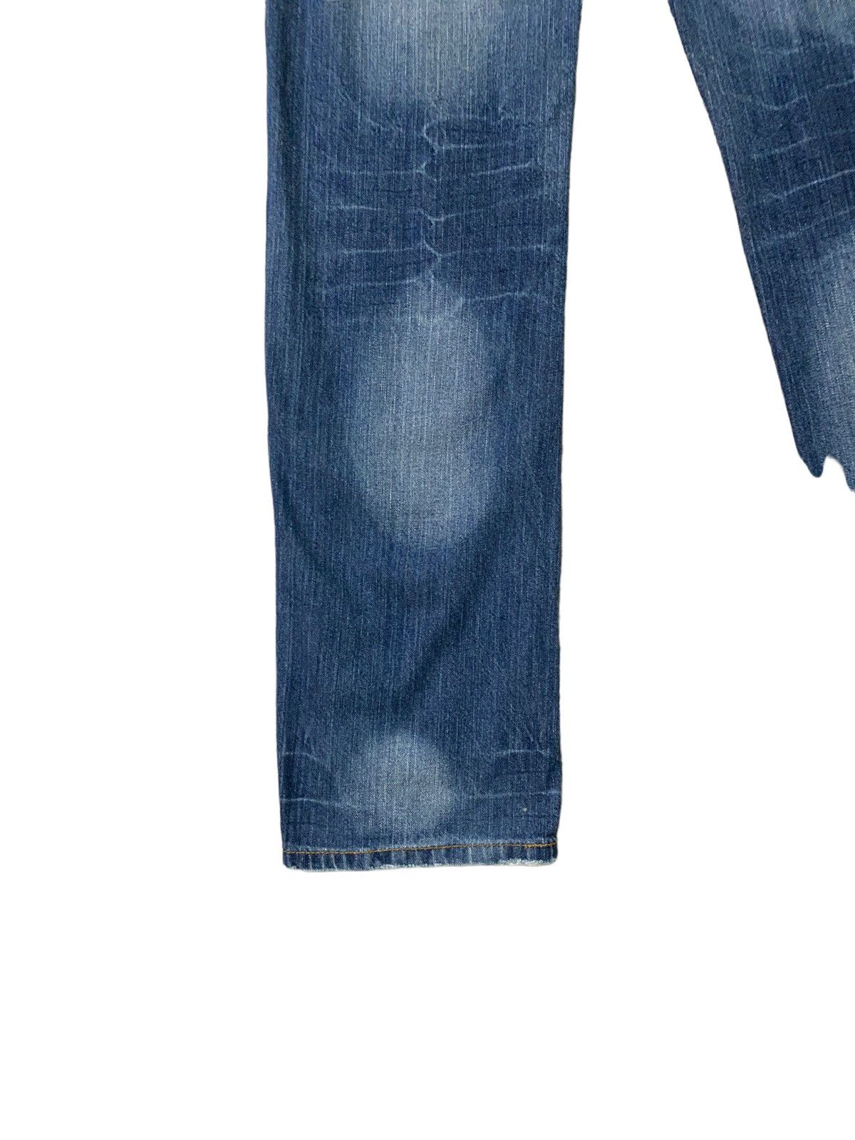 Blue Moon Blue Embroidery Logo Double Waist Low Waist Denim