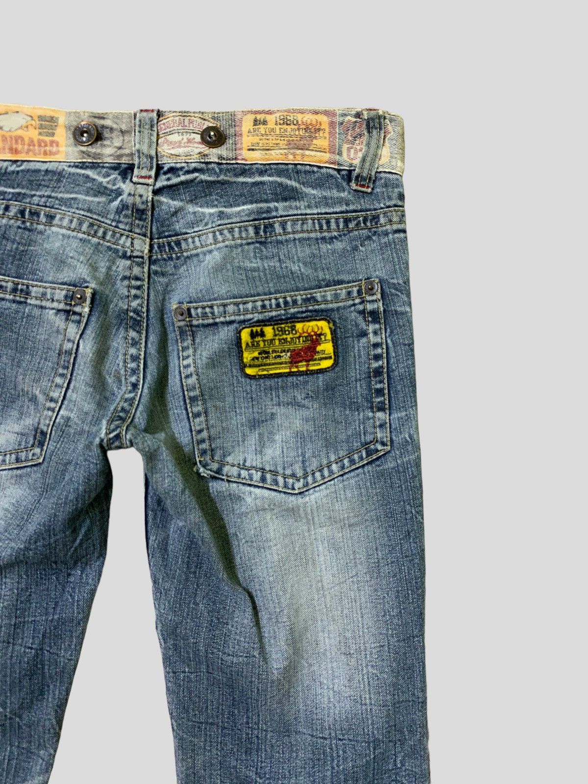 Japanese Brand ORIGINAL JEANS Patches & Print Acid Wash Low Waist Denim Size US 30 / EU 46 - 11 Thumbnail