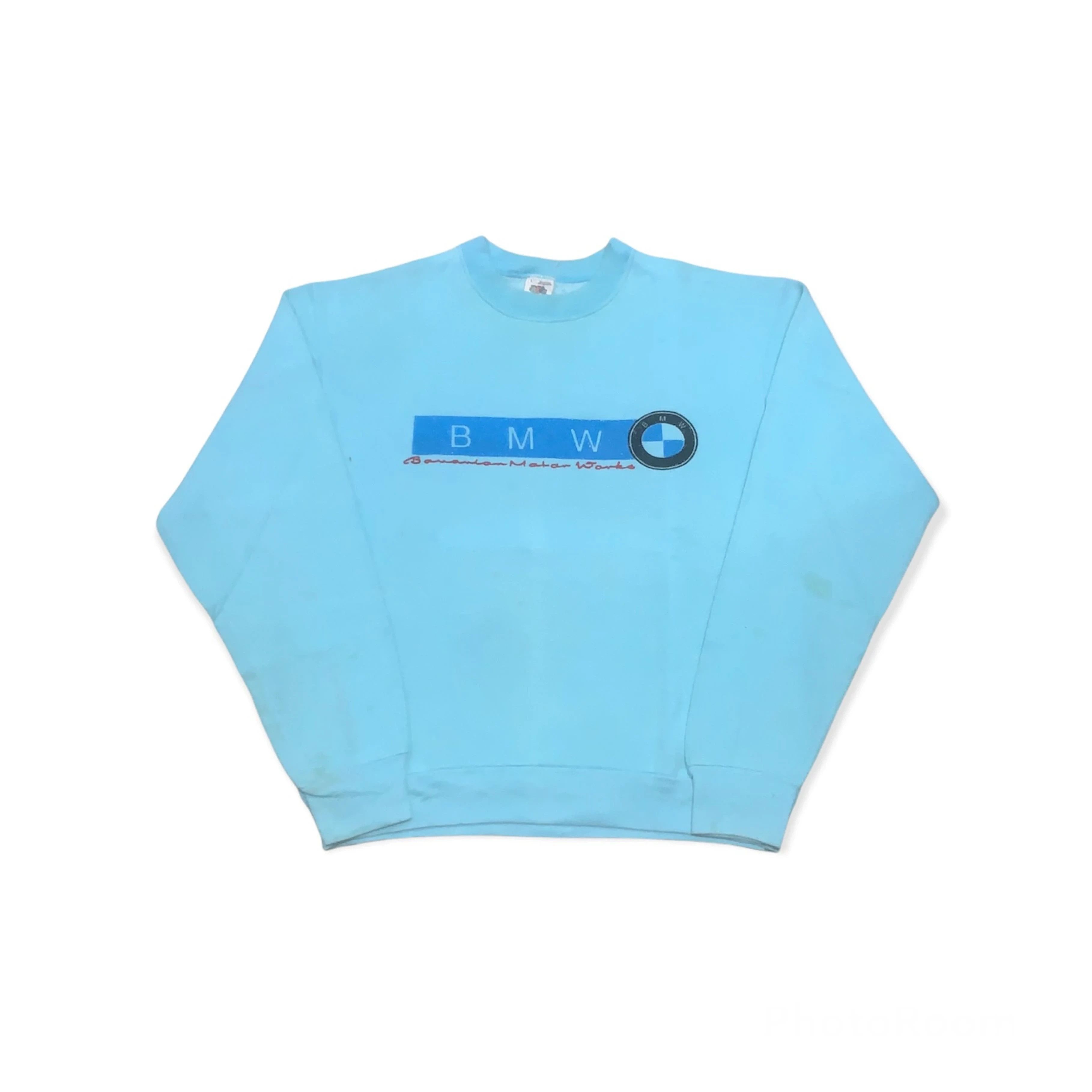 image of Vintage Bmw Motorsport Racing Sweatshirts in Light Blue, Men's (Size Large)