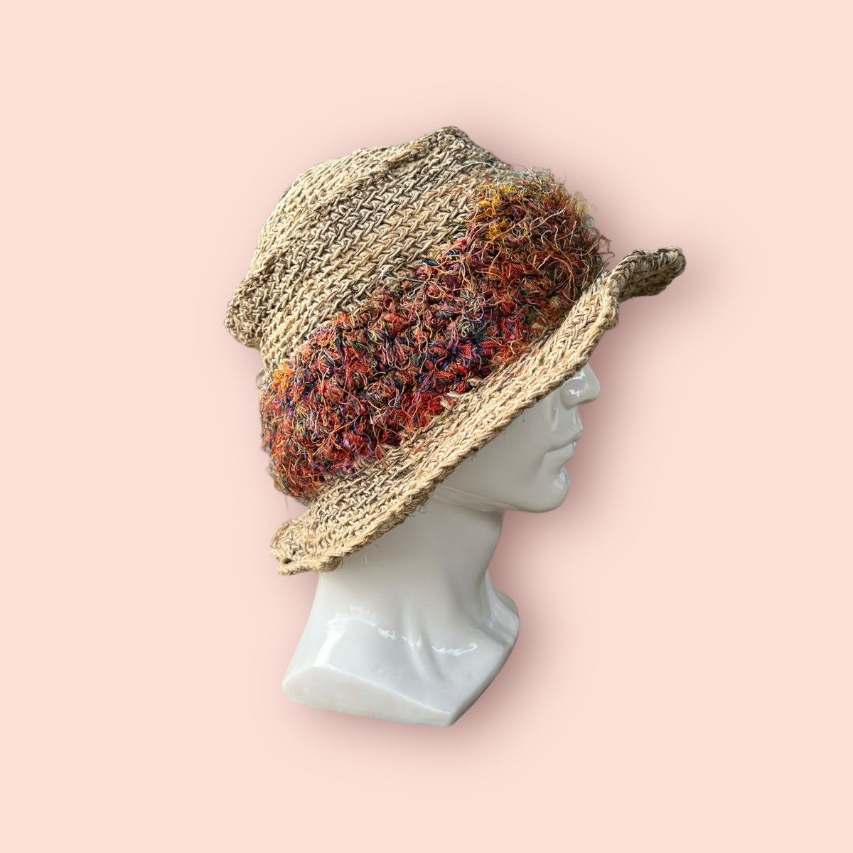 image of Individual Kapital Vintage Jute Bucket Hat in Browns, Men's
