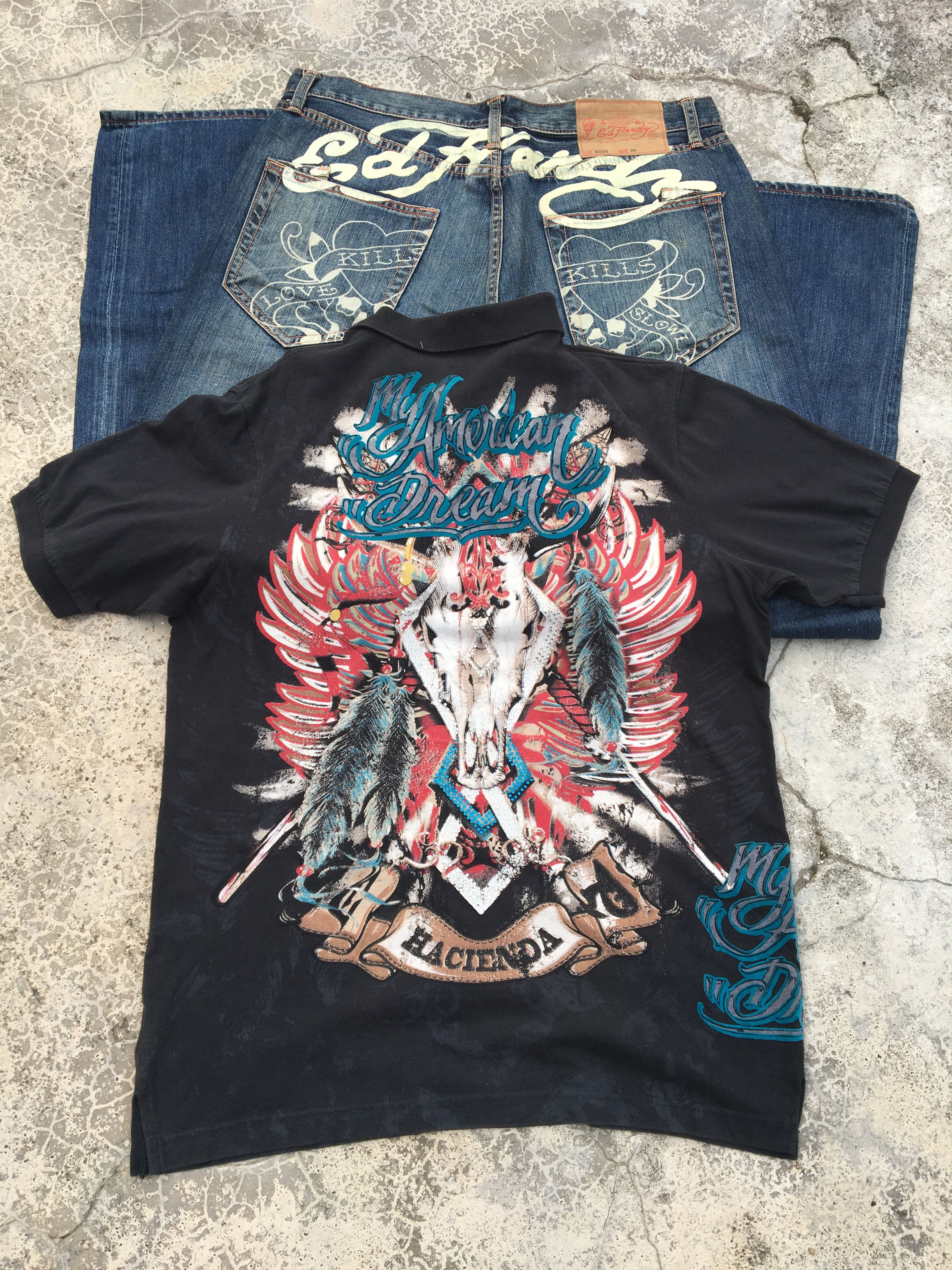 VINTAGE COMBO 2 ITEM ED HARDY BY CHRISTIAN AUDIGIER