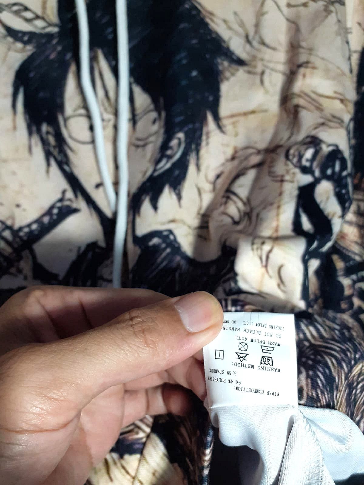 Anime One Piece D Luffy Overprint Hoody Fashion Anime Comic Manga Size US L / EU 52-54 / 3 - 6 Thumbnail