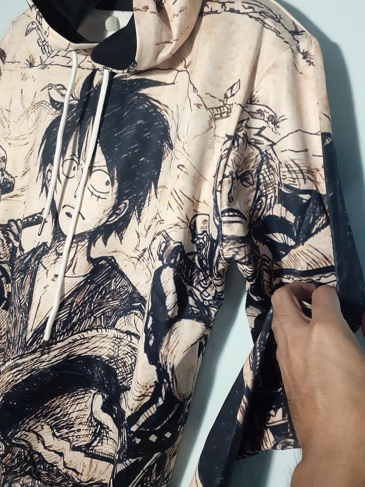 Anime One Piece D Luffy Overprint Hoody Fashion Anime Comic Manga Size US L / EU 52-54 / 3 - 3 Thumbnail