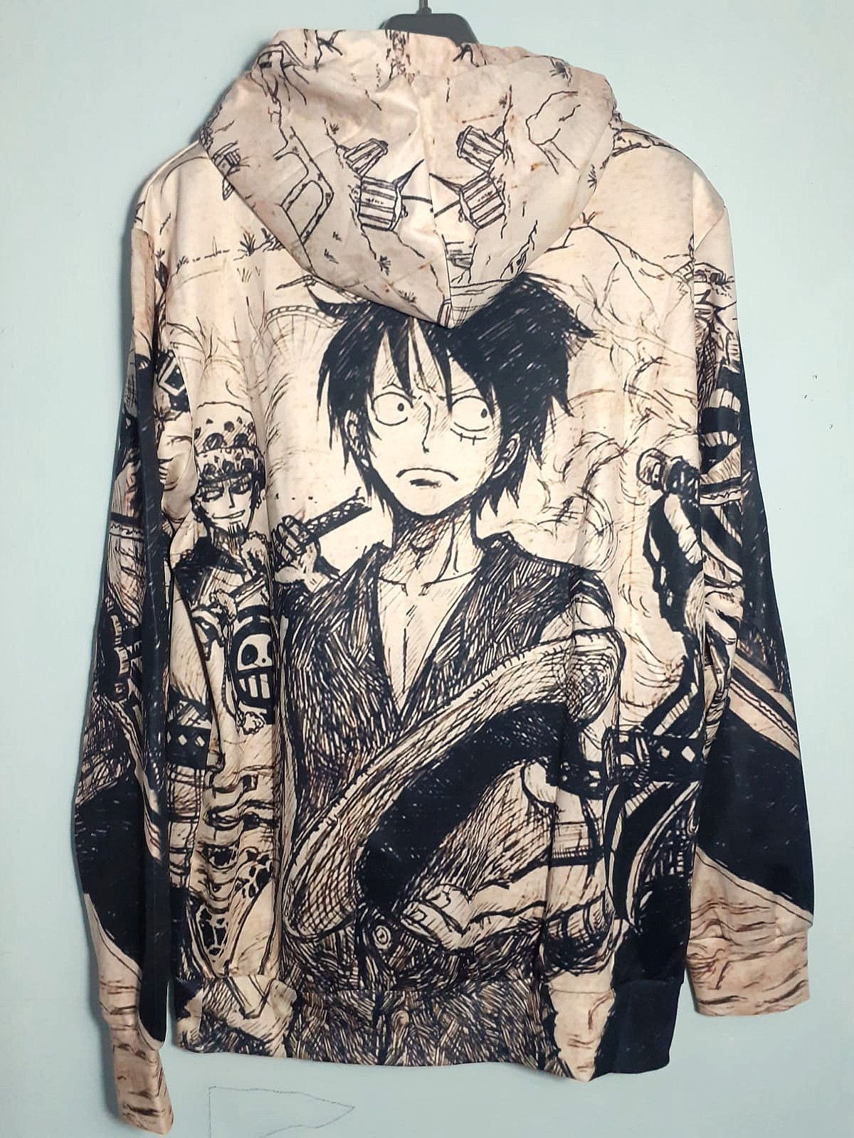 Anime One Piece D Luffy Overprint Hoody Fashion Anime Comic Manga Size US L / EU 52-54 / 3 - 1 Thumbnail