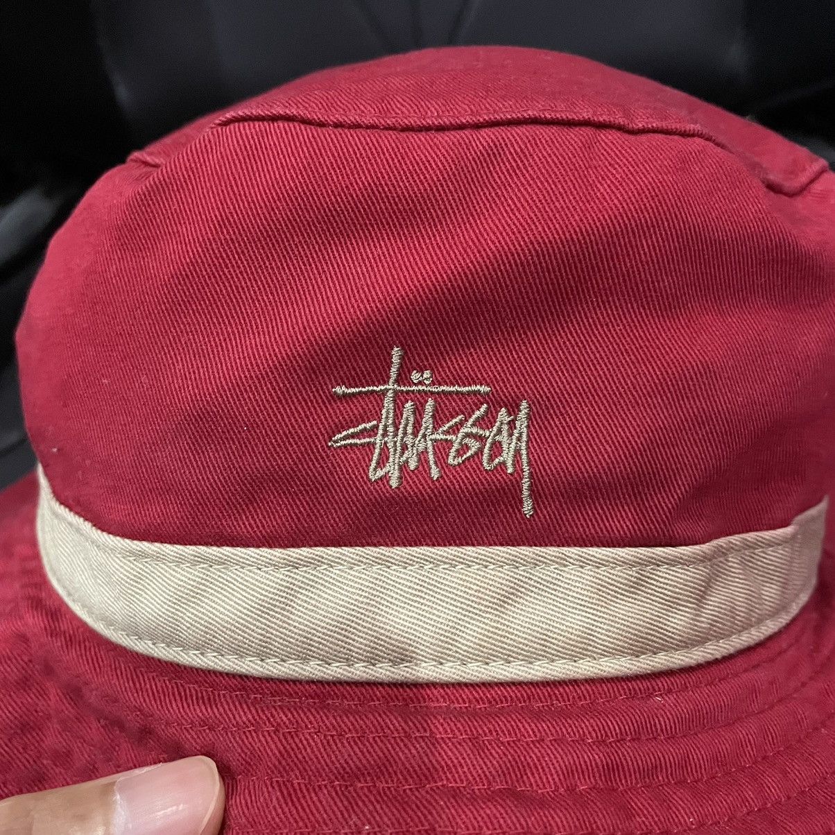 Stussy Vintage Stussy Logo Red Bucket Hat Size ONE SIZE - 6 Thumbnail