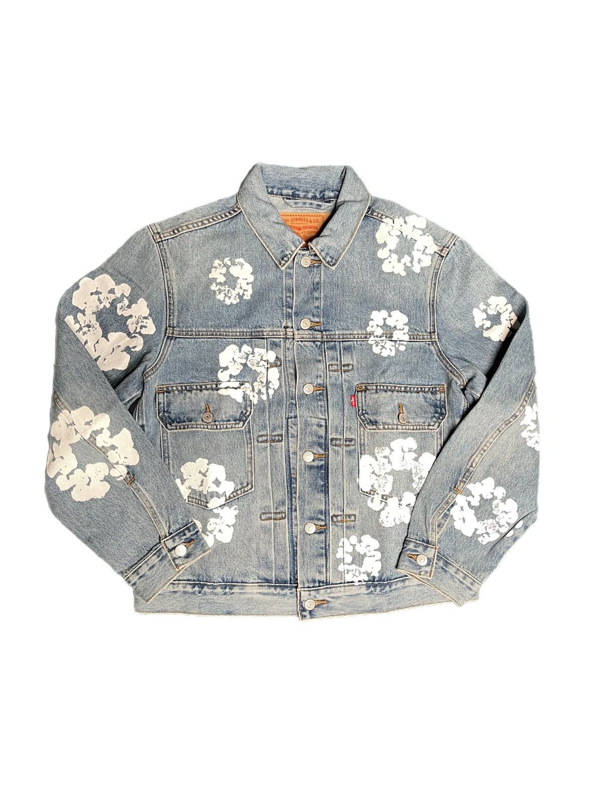 Denim Tears Denim Tears All Over Wreath Denim Jacket Light Wash Grailed 