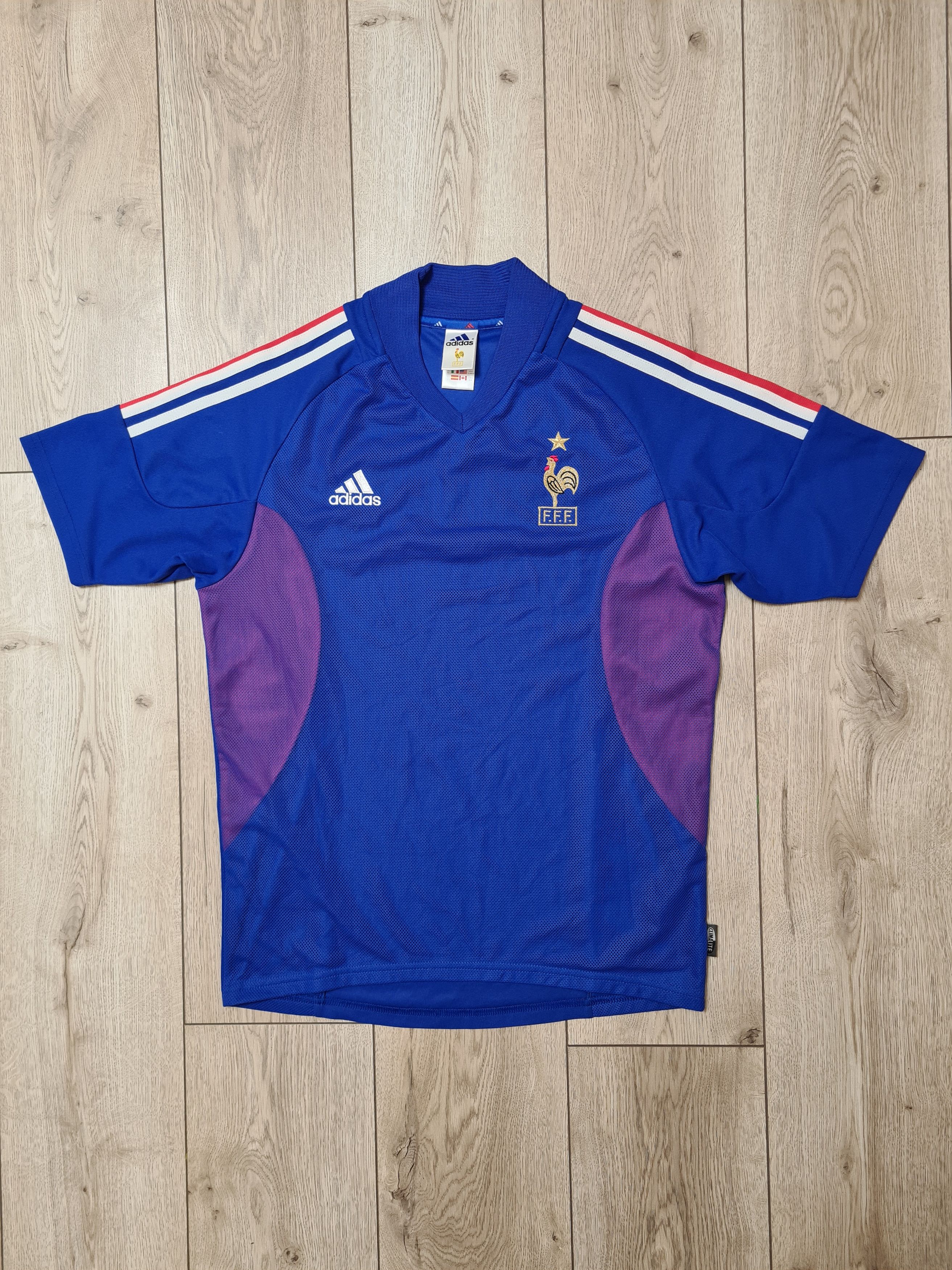 FRANCE 2002 2004 HOME SIGNED FOOTBALL SOCCER JERSEY VINTAGE