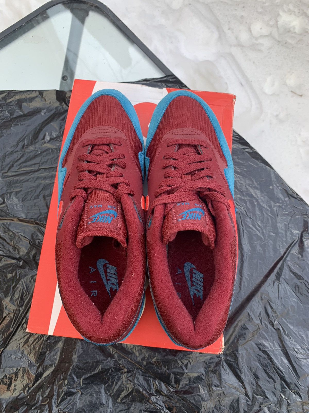Nike Air Max 1 Burgundy Teal 2018 Size US 11 / EU 44 - 3 Thumbnail