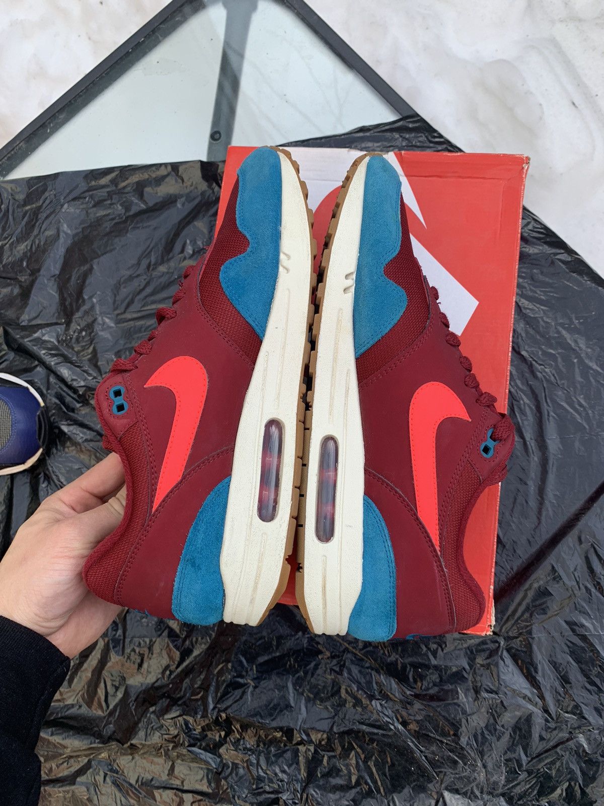 Nike Air Max 1 Burgundy Teal 2018 Size US 11 / EU 44 - 5 Thumbnail