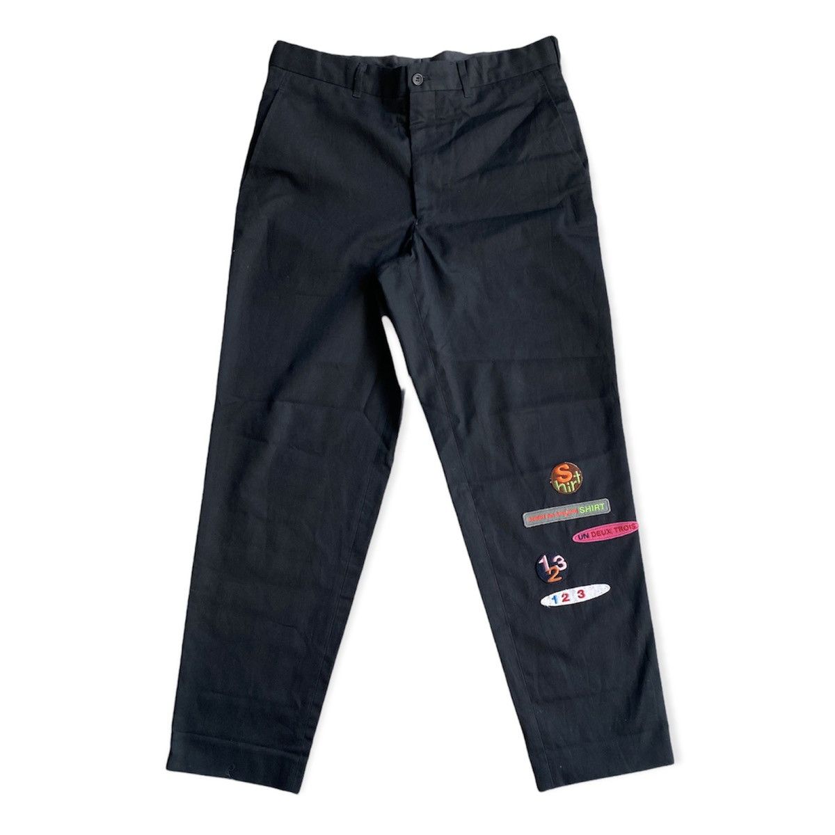 image of Comme Des Garcons x Comme Des Garcons Shirt 2004 Patches Chino Baggy Pants in Black, Men's (Size 33