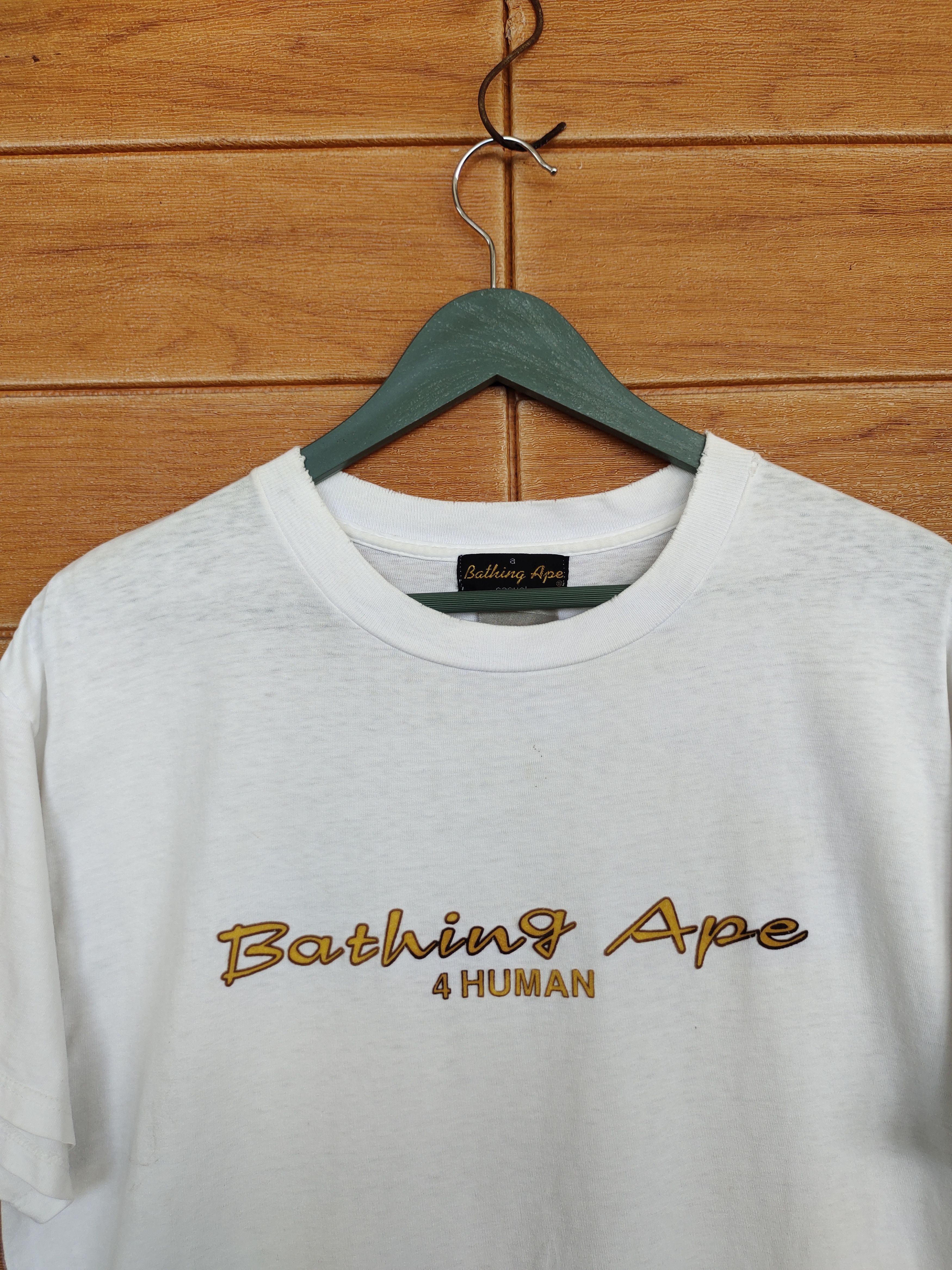 Bape Vintage 90s Bathing Ape 4 Human T Shirt Oneita Tag Size US L / EU 52-54 / 3 - 4 Thumbnail