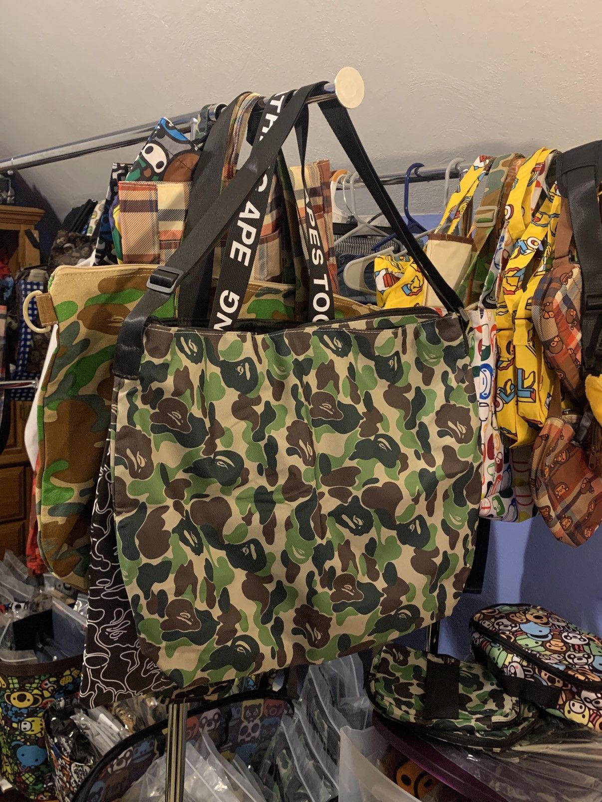 Pre-owned Bape Side Bag In Olive