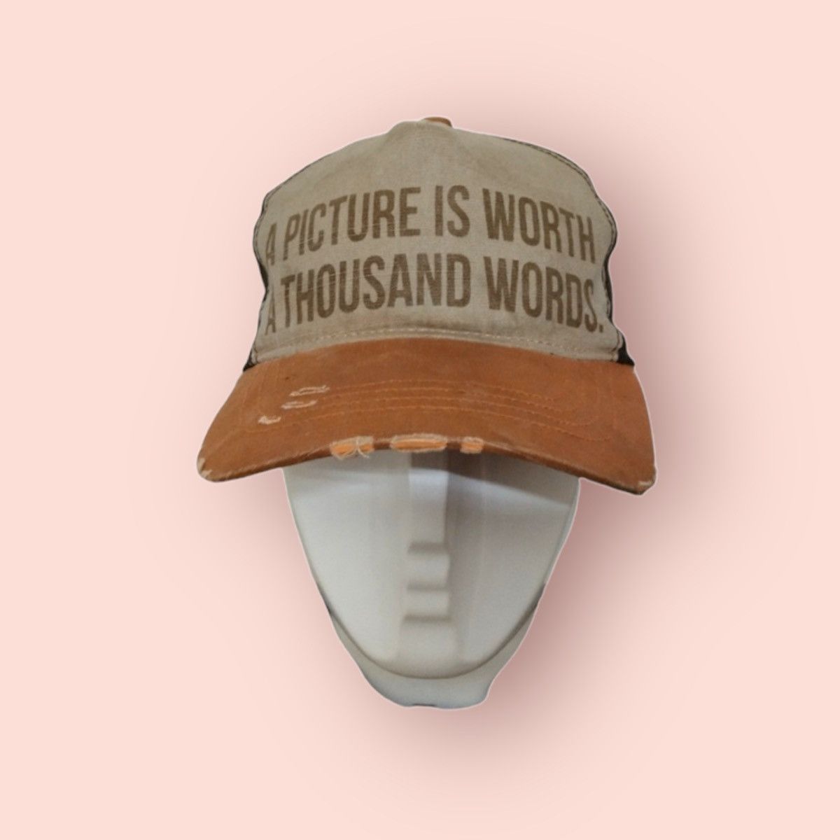 image of Distressed Denim x Trucker Hat Distressed Vintage Kapital Inspired Trucker Snapback, Men's