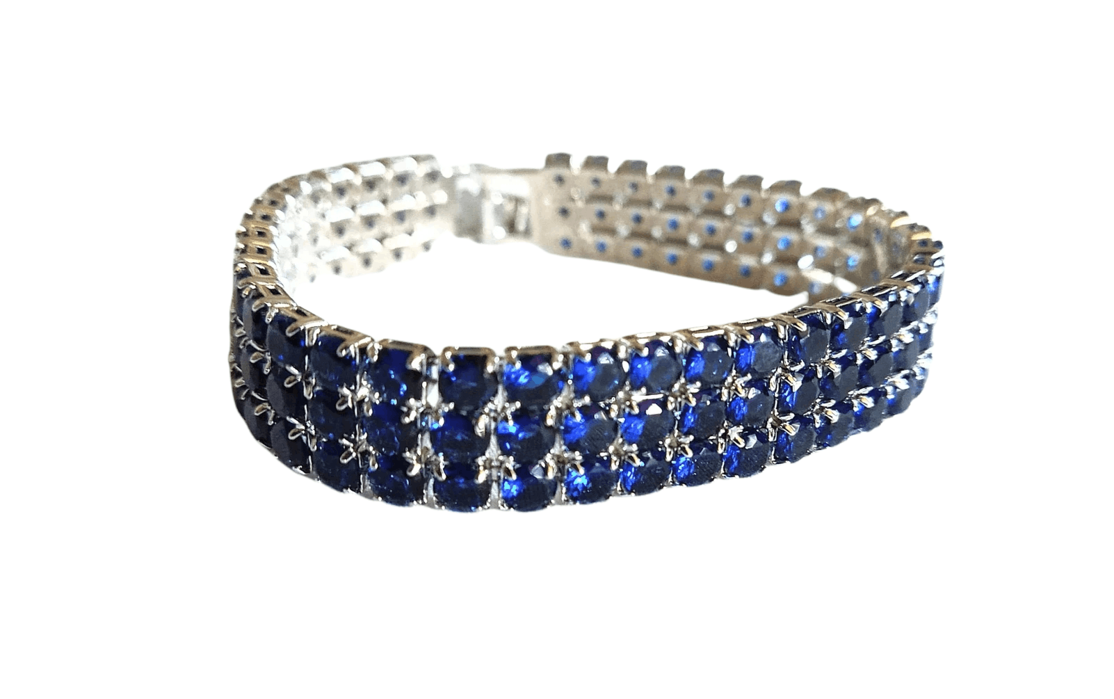Jewelry Tennis Bracelet Blue Sterling Silver .925 Chain Size ONE SIZE - 2 Thumbnail