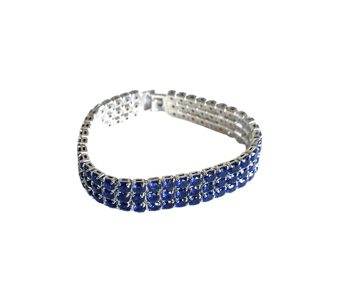 Jewelry x Sterling Silver Tennis Bracelet Blue Sterling Silver .925 Chain in Blue/Silver, Men's