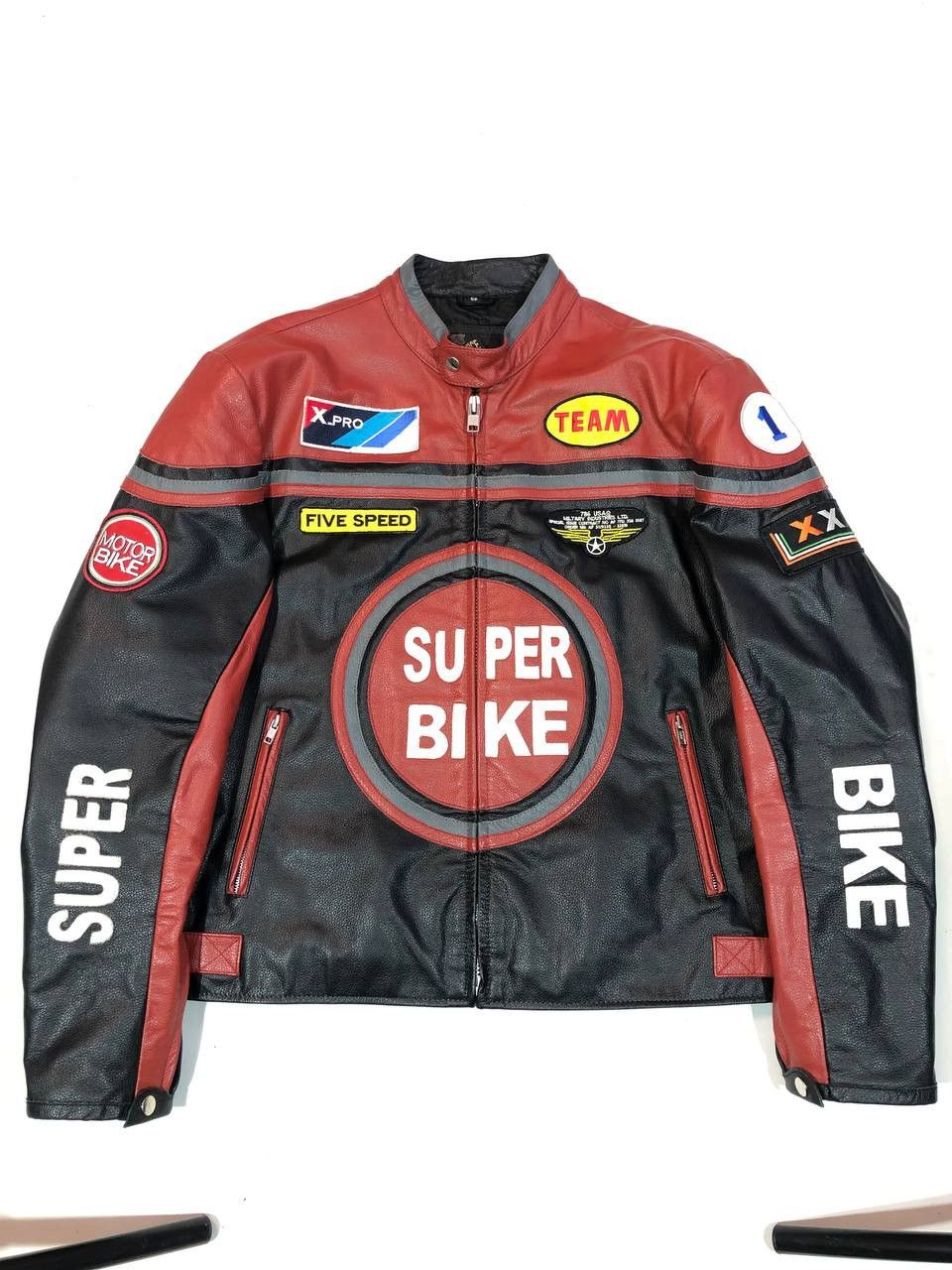 Other Super Bike Vintage Leather Moto Racing Jacket Size US XL / EU 56 / 4 - 5 Thumbnail