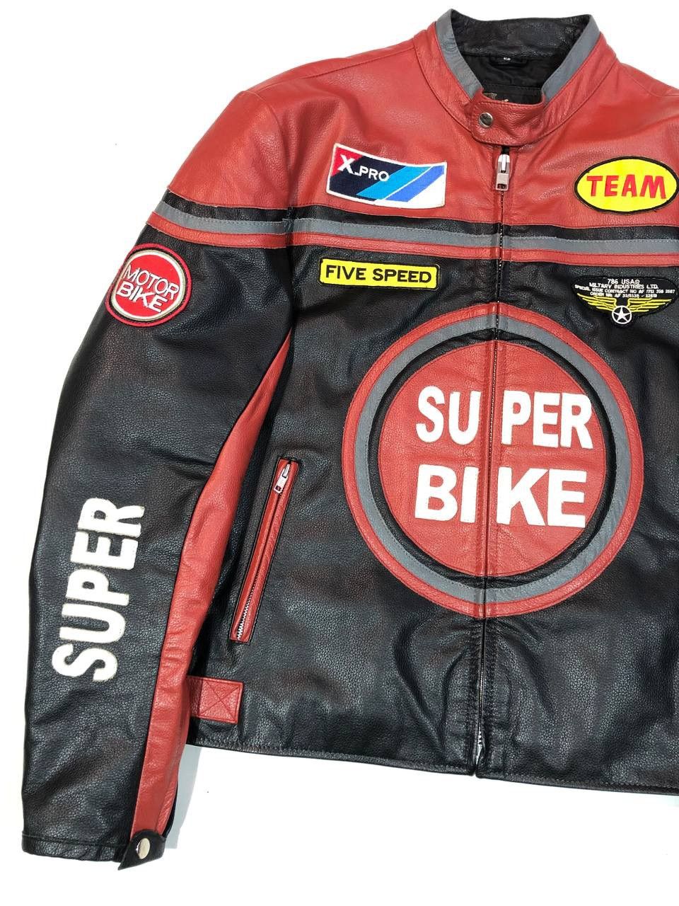 Other Super Bike Vintage Leather Moto Racing Jacket Size US XL / EU 56 / 4 - 3 Thumbnail