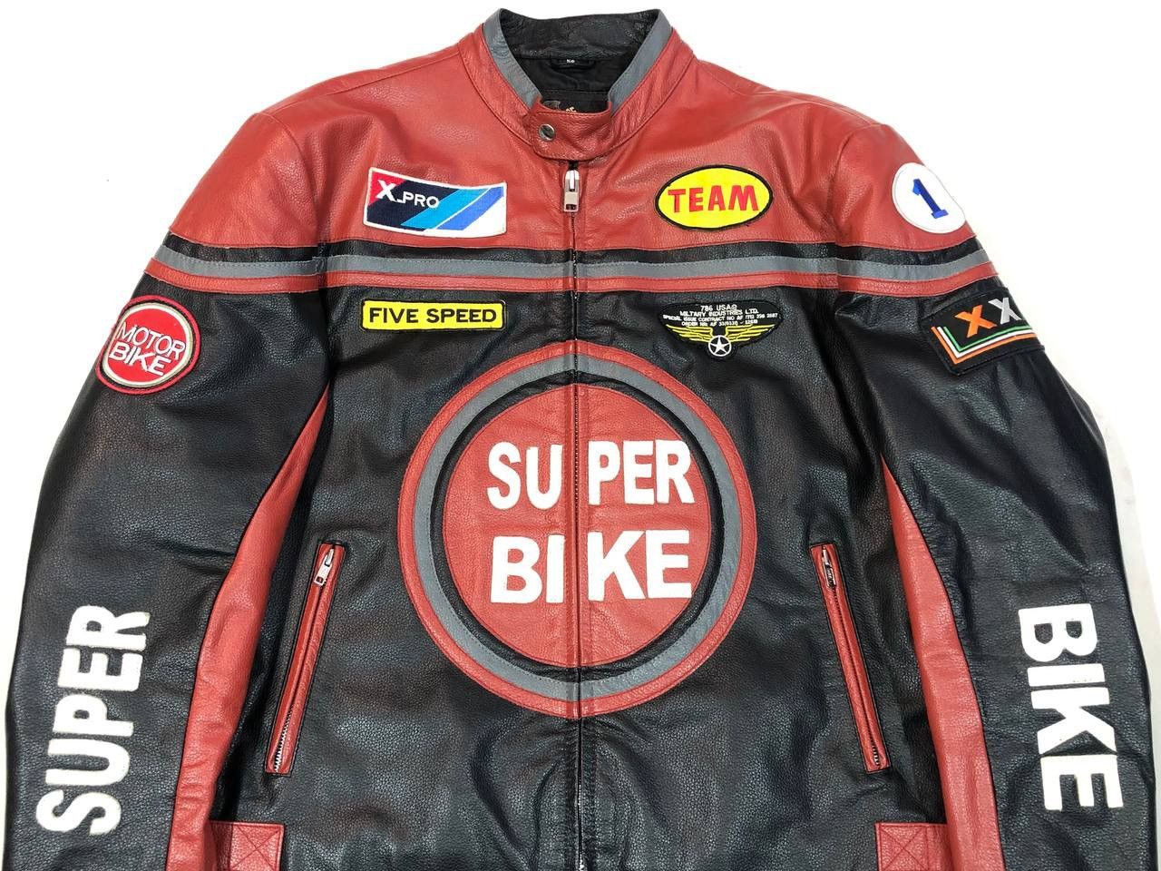 Other Super Bike Vintage Leather Moto Racing Jacket Size US XL / EU 56 / 4 - 4 Thumbnail