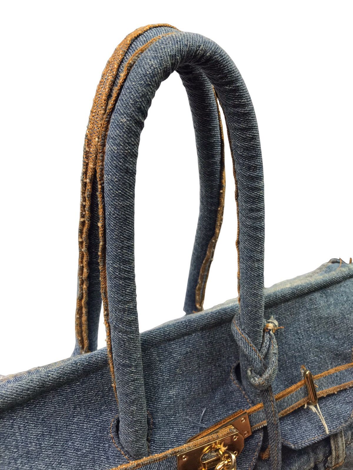 Handmade VINTAGE HANDMADE DENIM BIRKIN STYLE HANDBAG Size ONE SIZE - 9 Thumbnail