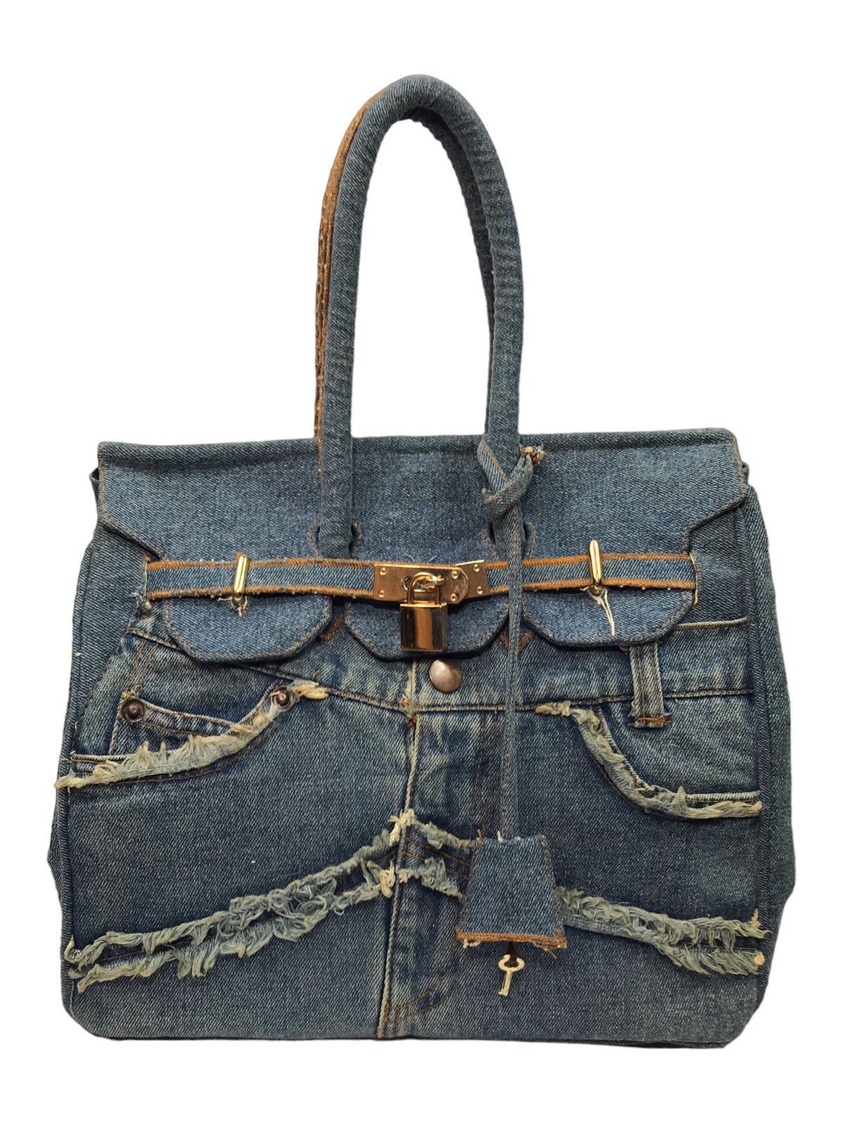 Handmade VINTAGE HANDMADE DENIM BIRKIN STYLE HANDBAG Size ONE SIZE - 1 Thumbnail
