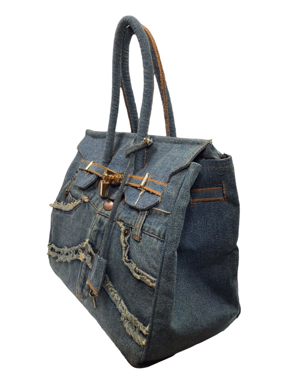 Handmade VINTAGE HANDMADE DENIM BIRKIN STYLE HANDBAG Size ONE SIZE - 2 Thumbnail