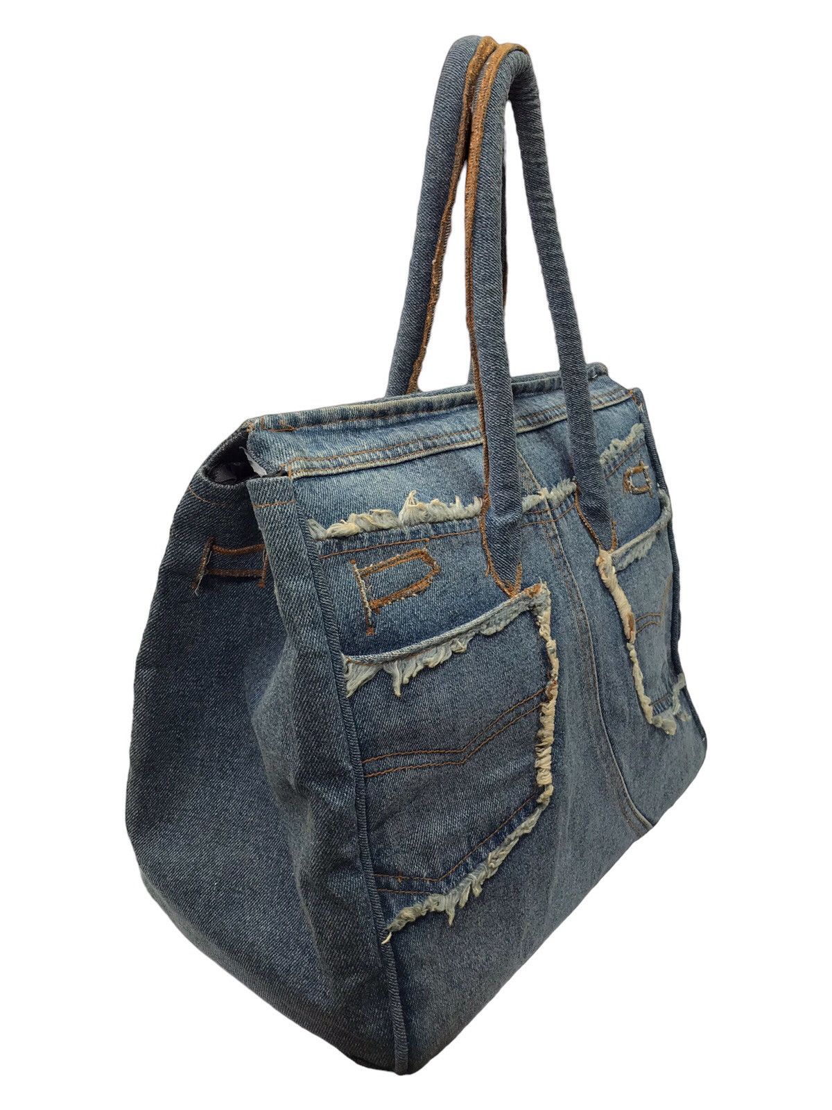 Handmade VINTAGE HANDMADE DENIM BIRKIN STYLE HANDBAG Size ONE SIZE - 4 Thumbnail