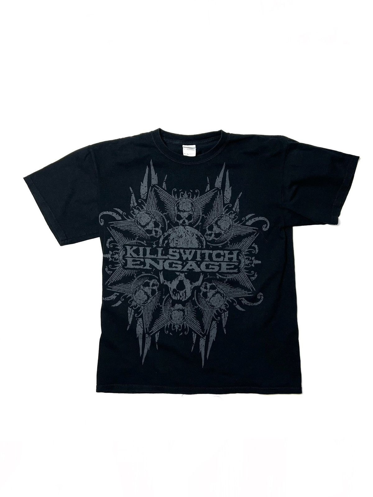 Pre-owned Band Tees X Rock Tees Y2k 00s Killswitch Engage Big Skull Rock Band Logo Tee In Black