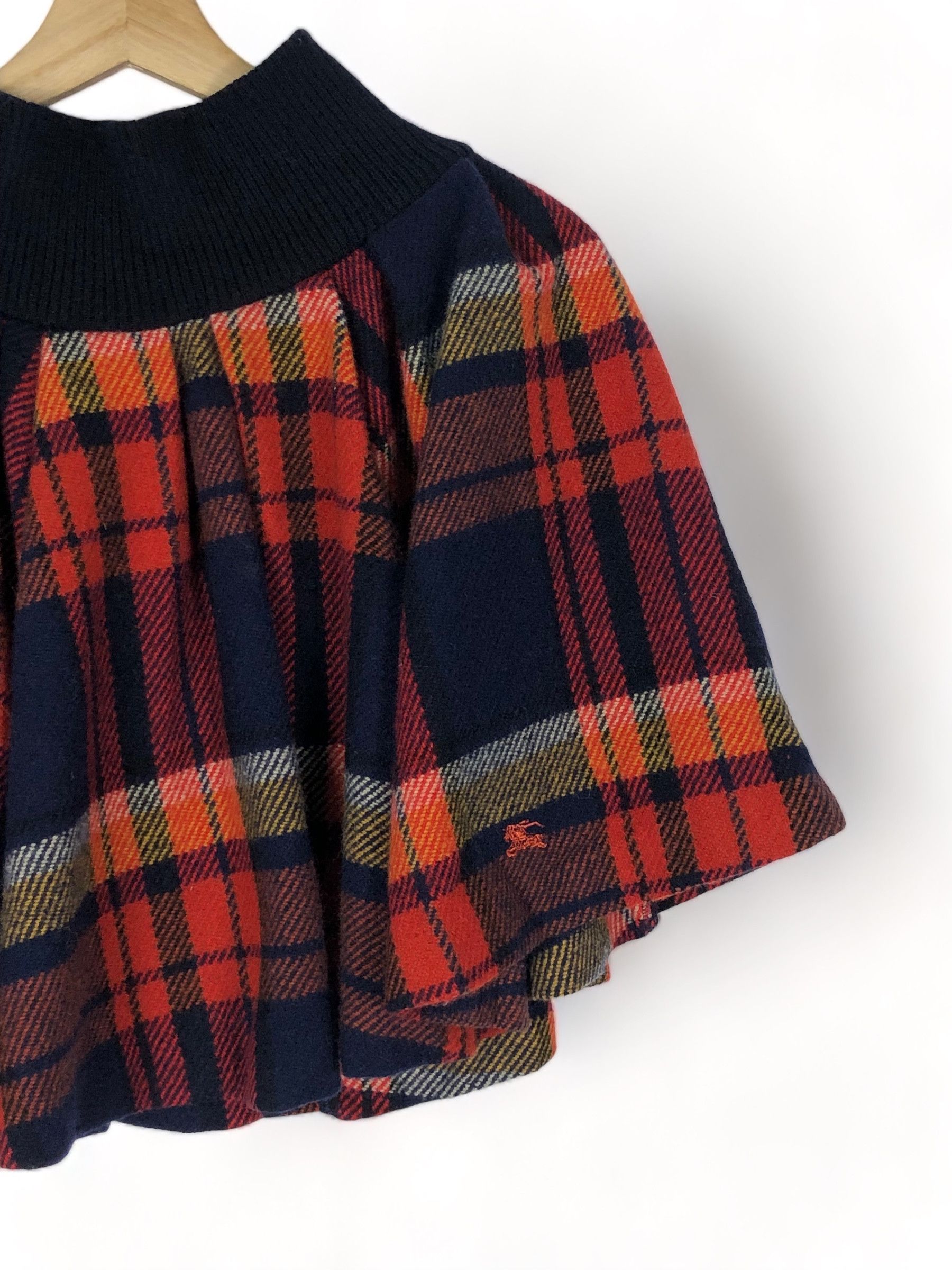Burberry BLUE LABEL HIGH ELASTIC WAIST CHECKED PLEATED WOOL SKIRT Size 25" / US 0 / IT 36 - 3 Thumbnail