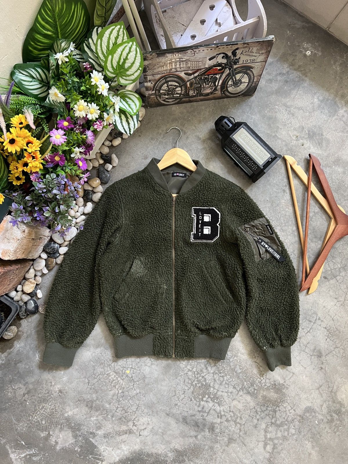 Vintage 🖤 Deep Pile Sherpa Quilted Zipper Up Bomber Jacket