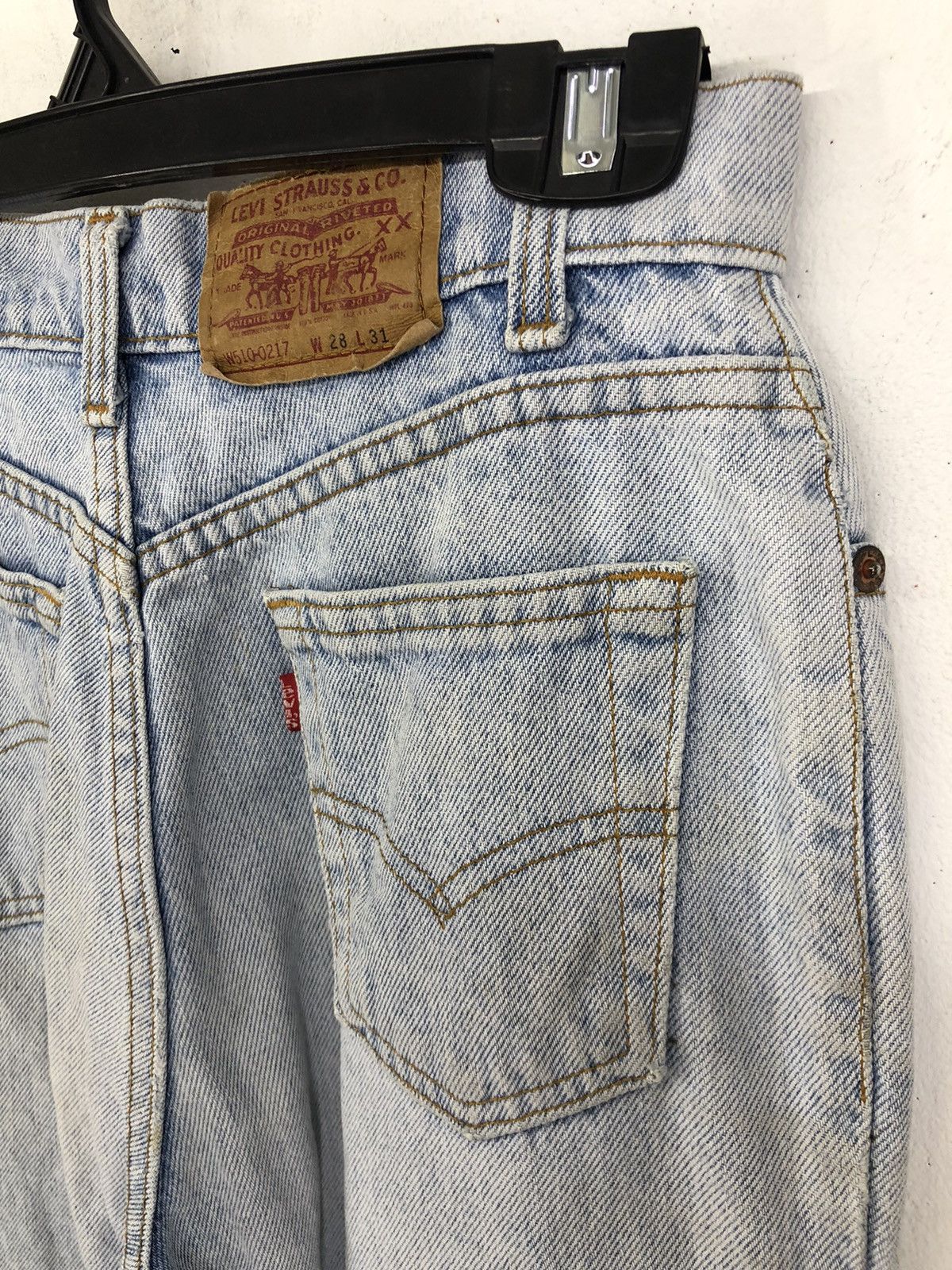 Levi's Vintage 90s Levis 510 Distressed Light Wash Jeans 25x38.5 Size 25" / US 0 / IT 36 - 15 Thumbnail