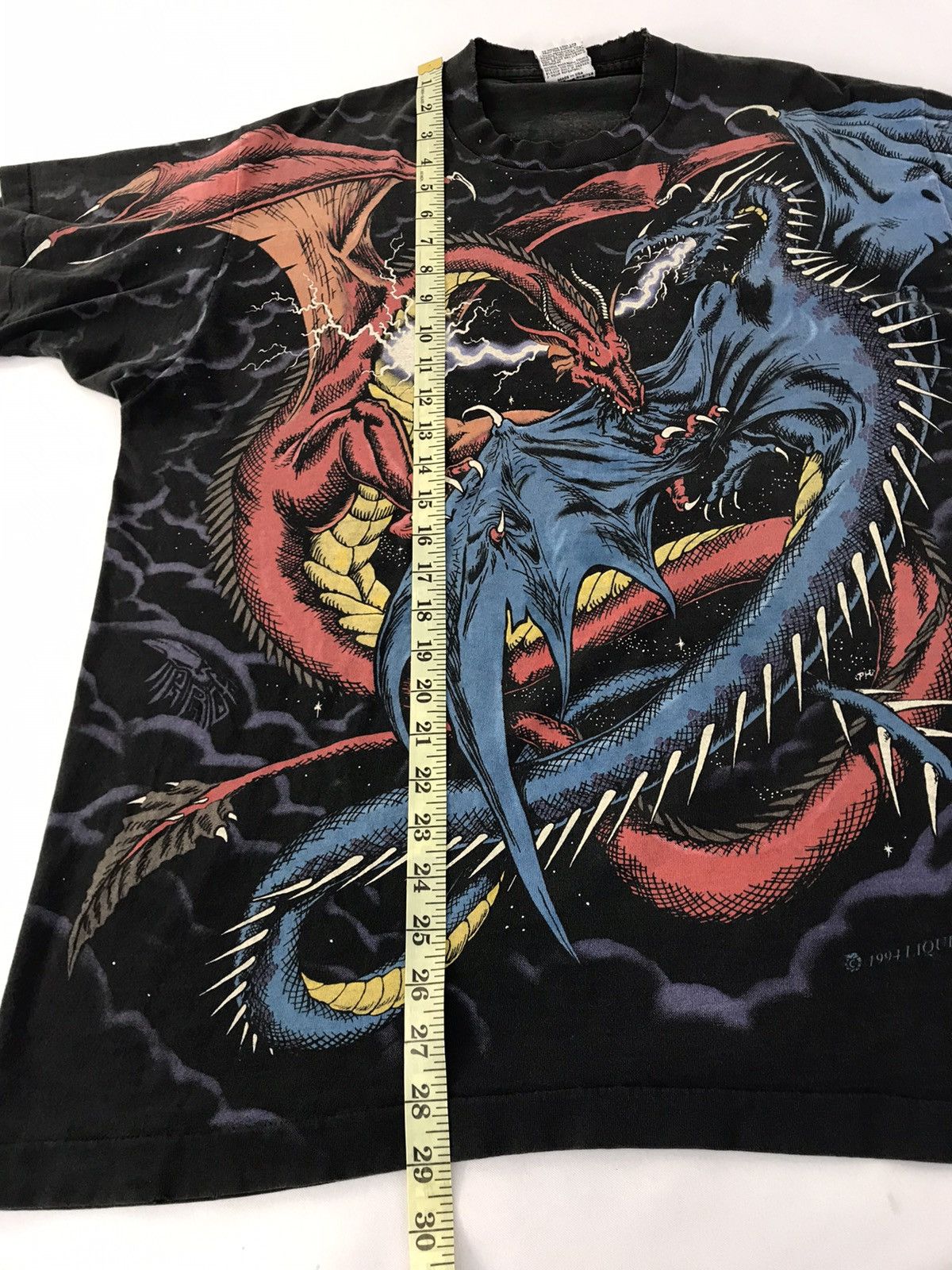 Liquid Blue 90s 1994 Fighting Duel Dragon Overprinted Single Stitch Tee Size US XL / EU 56 / 4 - 9 Thumbnail