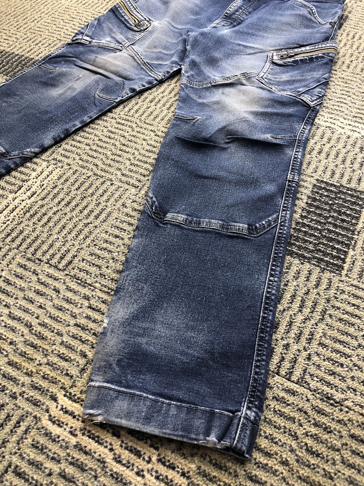 Japanese Brand TS Design Double Knee Multipocket Stretch Cargo Jeans Size US 33 - 5 Thumbnail