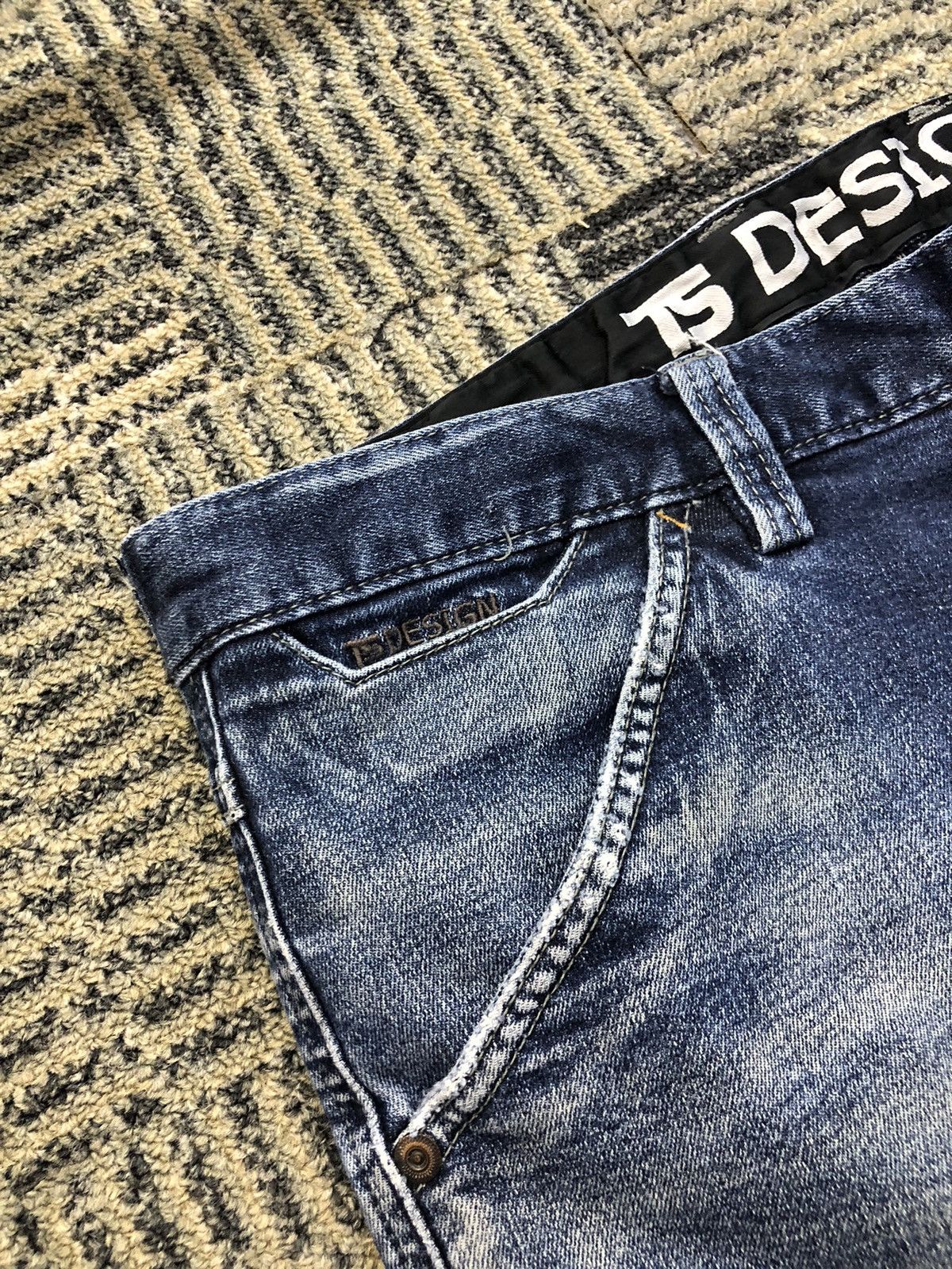 Japanese Brand TS Design Double Knee Multipocket Stretch Cargo Jeans Size US 33 - 6 Thumbnail