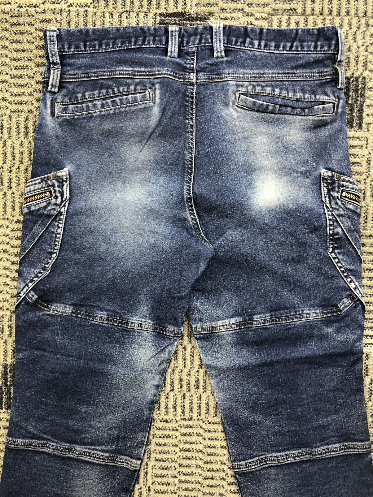 Japanese Brand TS Design Double Knee Multipocket Stretch Cargo Jeans Size US 33 - 12 Thumbnail